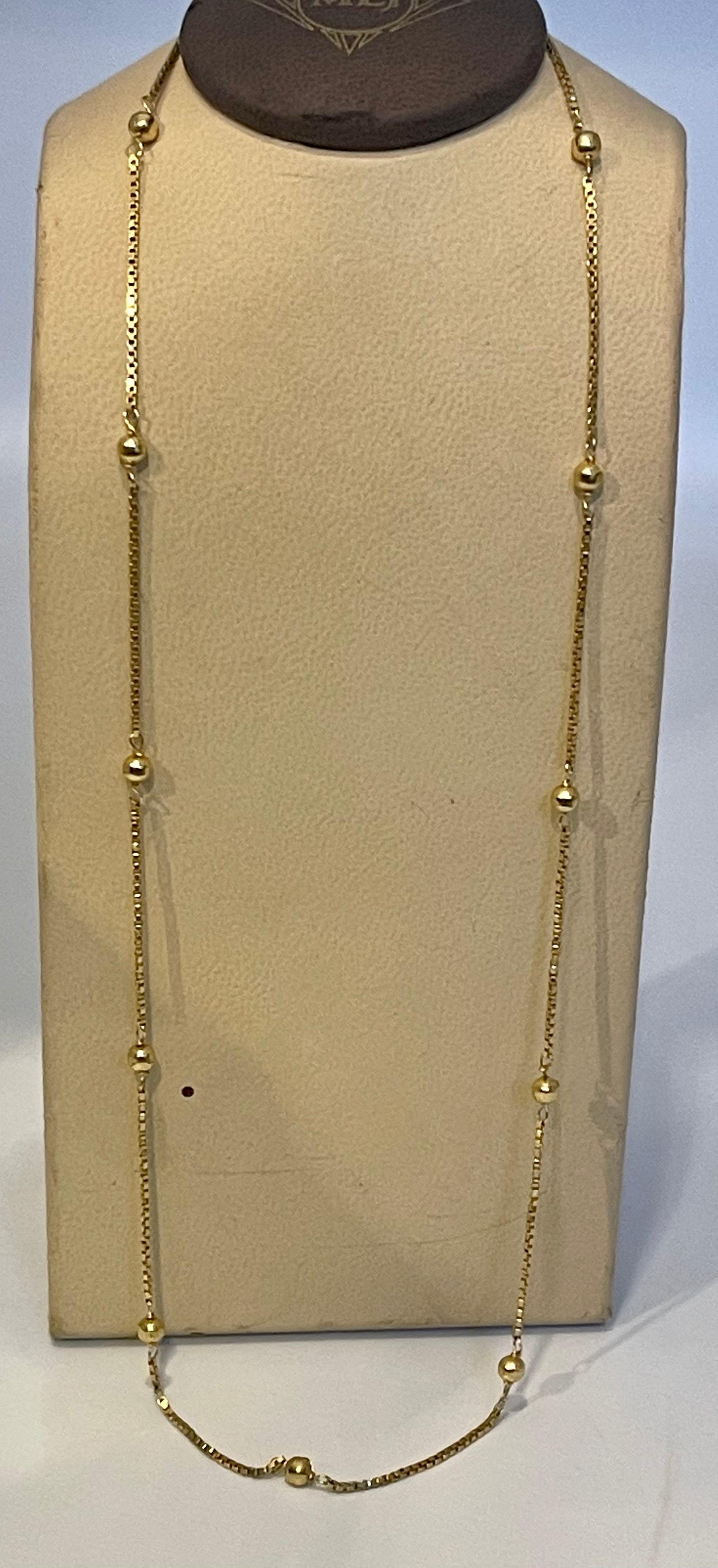 Vintage 18 Karat Yellow Gold 9 Gm Box Chain Ball Necklace, Italian 2