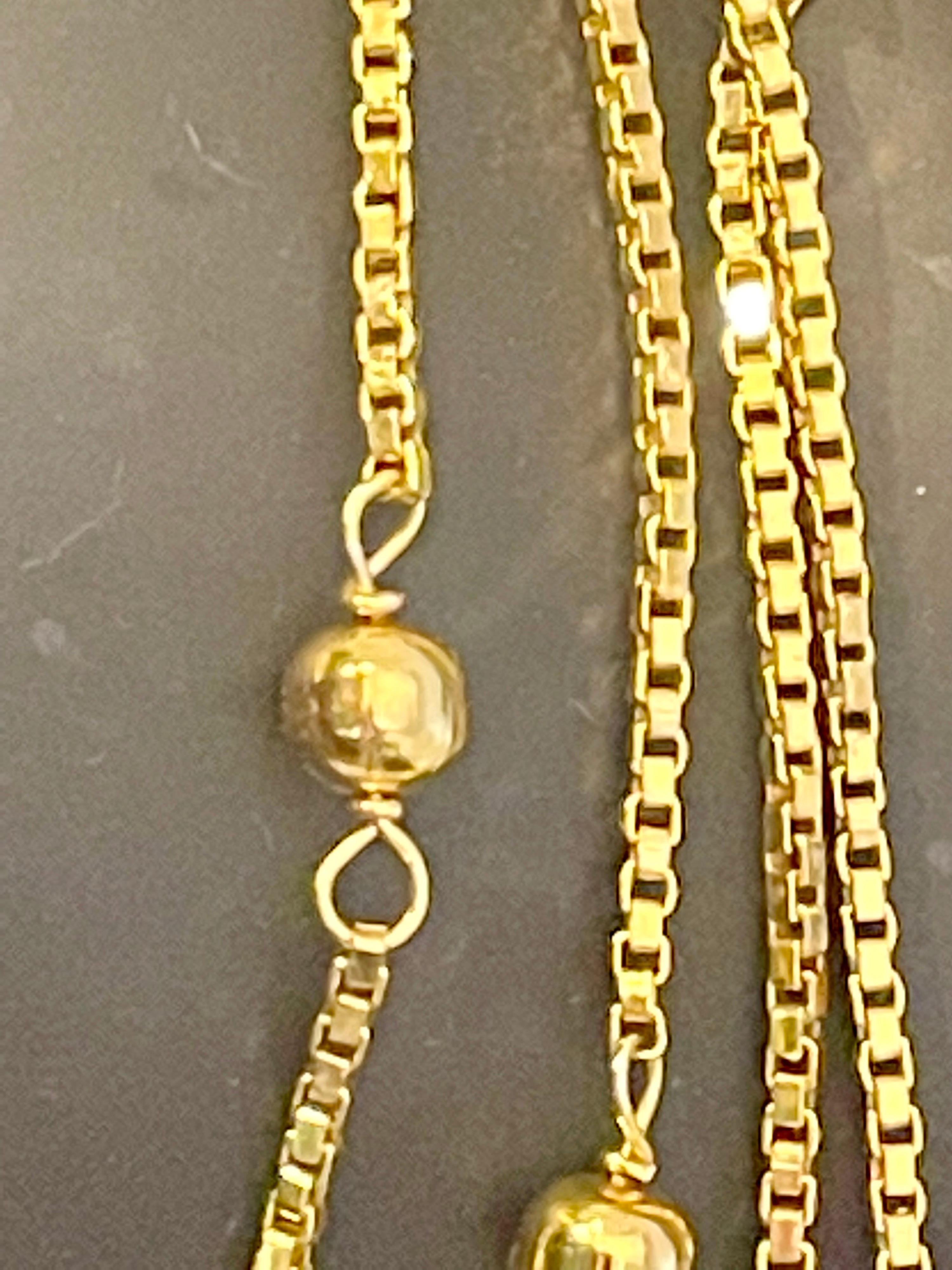 Vintage 18 Karat Yellow Gold 9 Gm 1.5 mm Box Chain Ball Necklace, Italian 22
