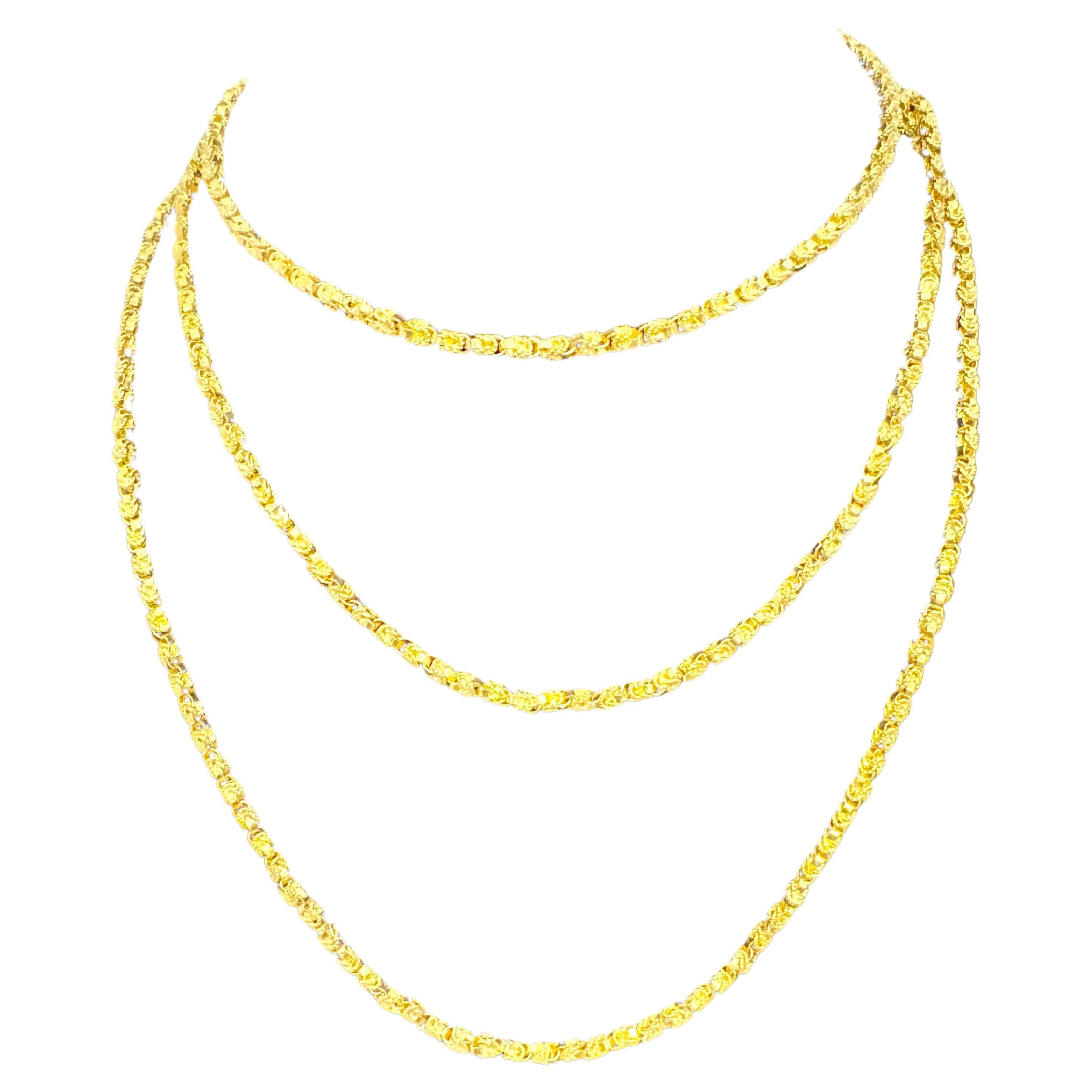 Collar vintage de oro amarillo de 18 quilates de 93,4 mm, cadena de diseño, 3,64 mm, 57 " de largo