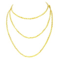 Vintage 18 Karat Yellow Gold 93.4Gm, Designer Chain, 3.64 mm Necklace, 57 " Long