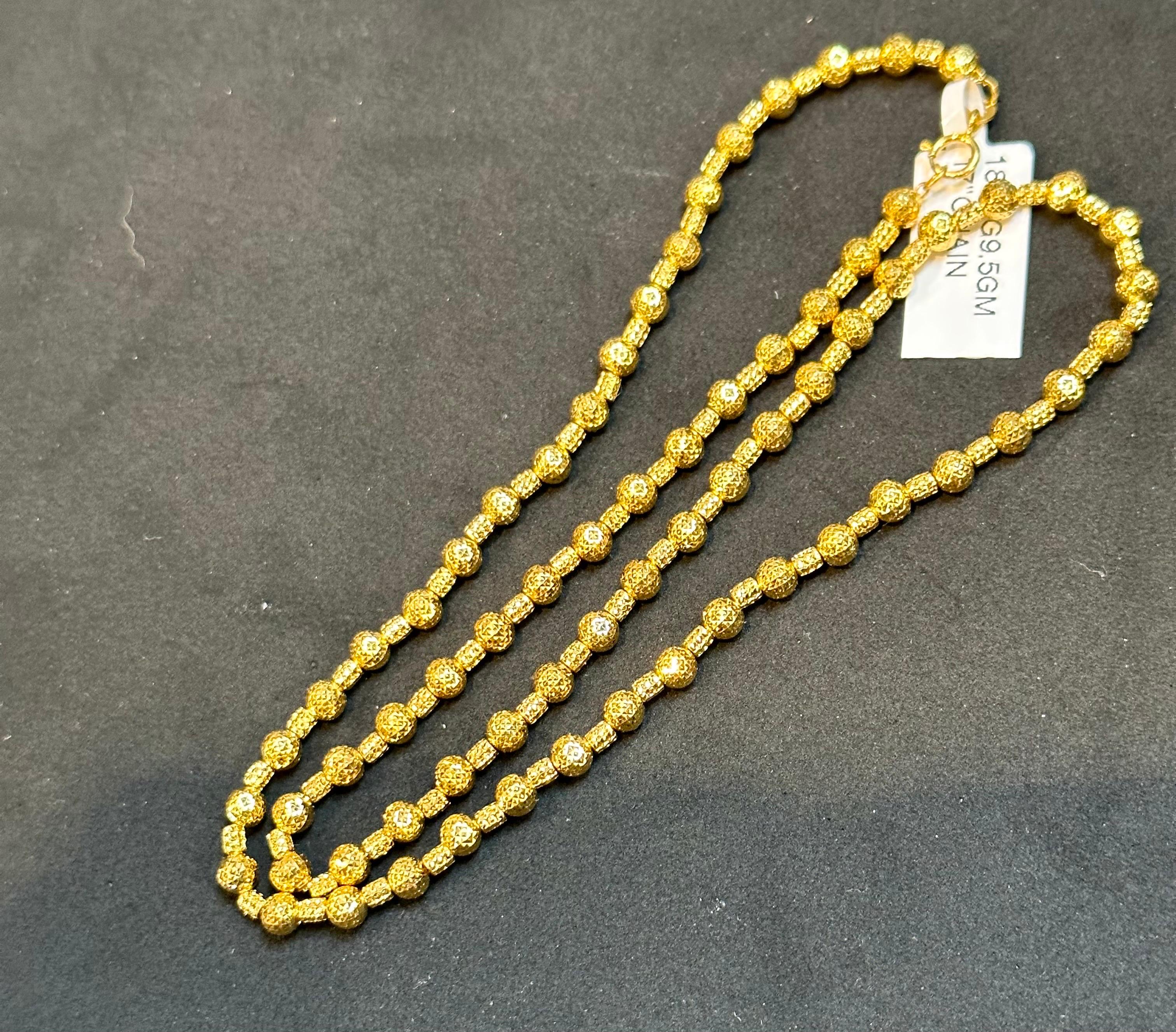 18 Karat Gelbgold 9,5 Gm, Kugelkette Halskette 17