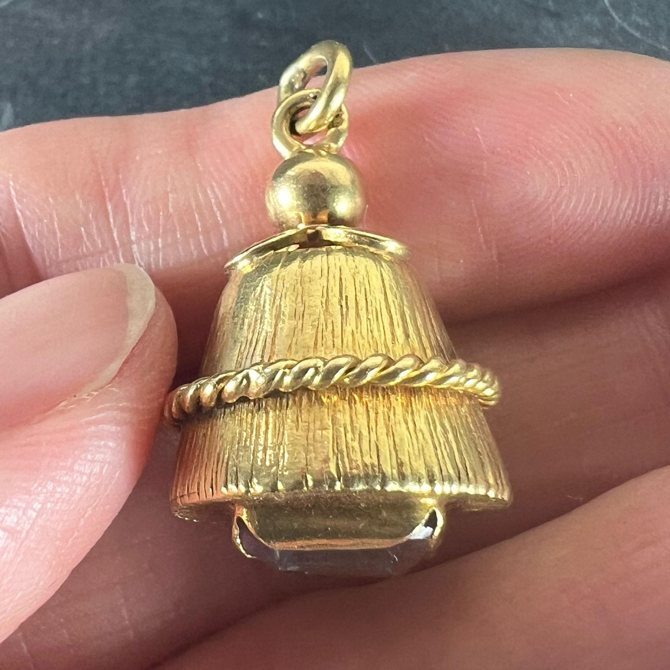 Vintage 18 Karat Gelbgold Amethyst Barrel Charm Anhänger im Angebot 6
