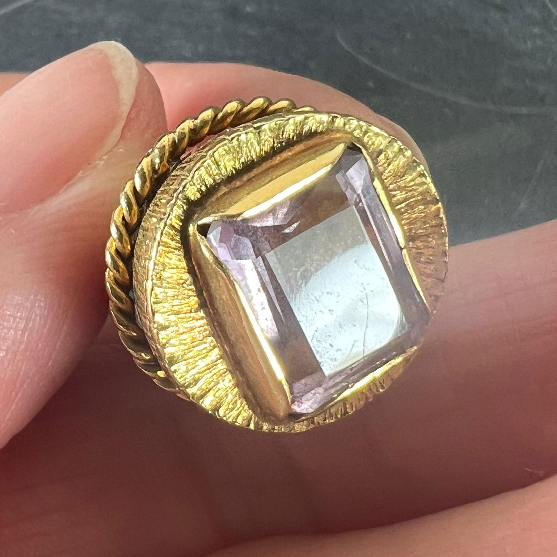 Vintage 18 Karat Gelbgold Amethyst Barrel Charm Anhänger im Angebot 7