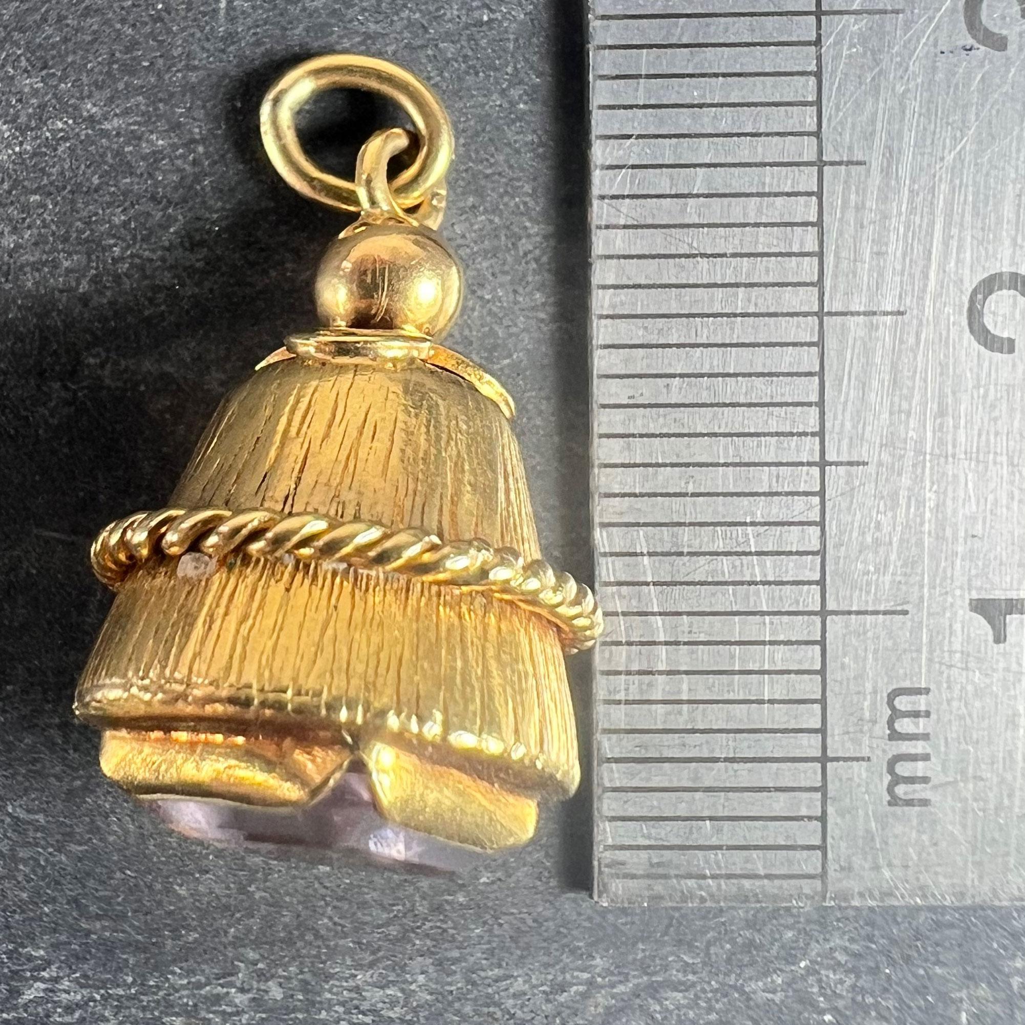 Vintage 18 Karat Gelbgold Amethyst Barrel Charm Anhänger im Angebot 9