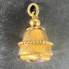 Vintage 18 Karat Yellow Gold Amethyst Barrel Charm Pendant