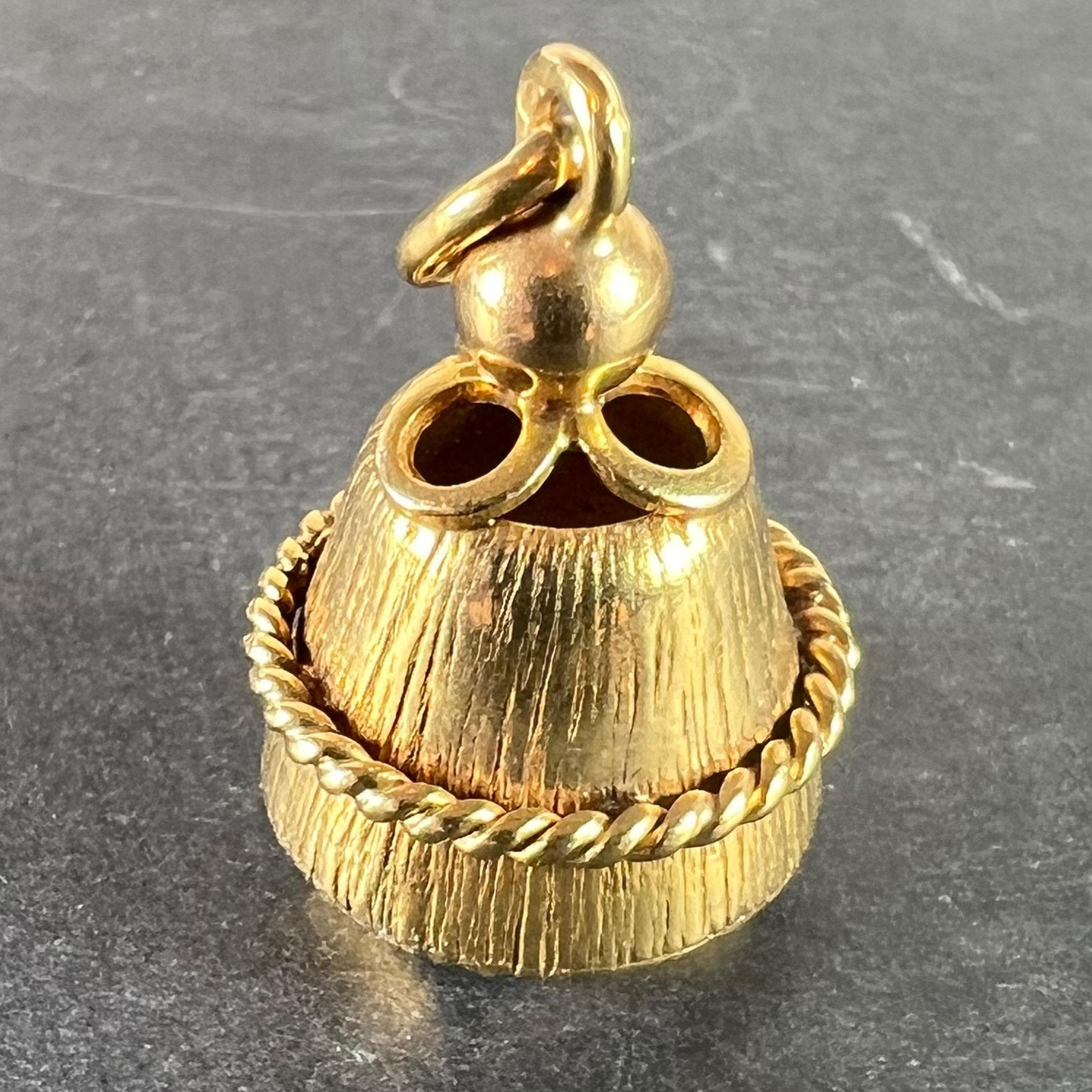 Vintage 18 Karat Gelbgold Amethyst Barrel Charm Anhänger im Angebot 1