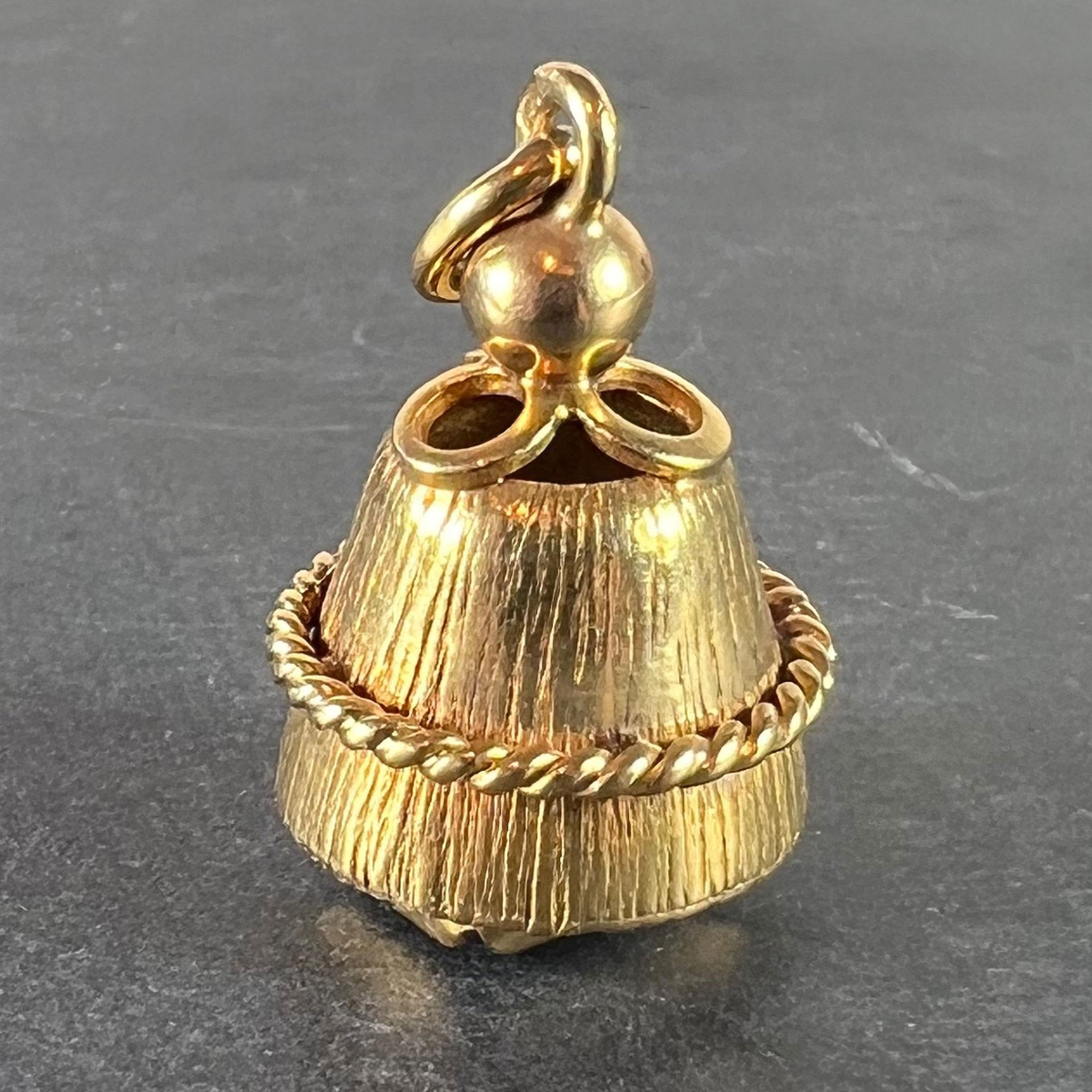 Vintage 18 Karat Gelbgold Amethyst Barrel Charm Anhänger im Angebot 2
