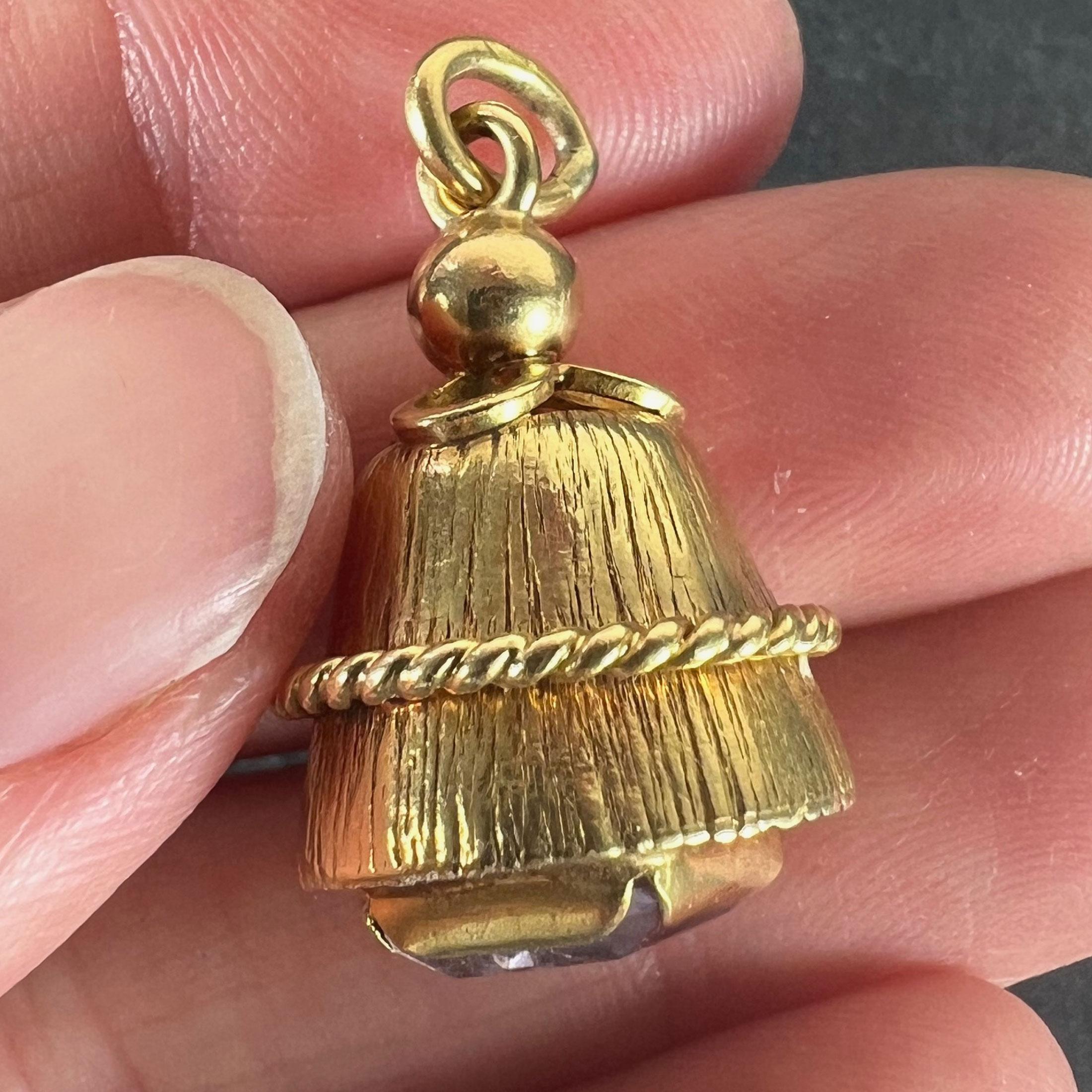 Vintage 18 Karat Gelbgold Amethyst Barrel Charm Anhänger im Angebot 4
