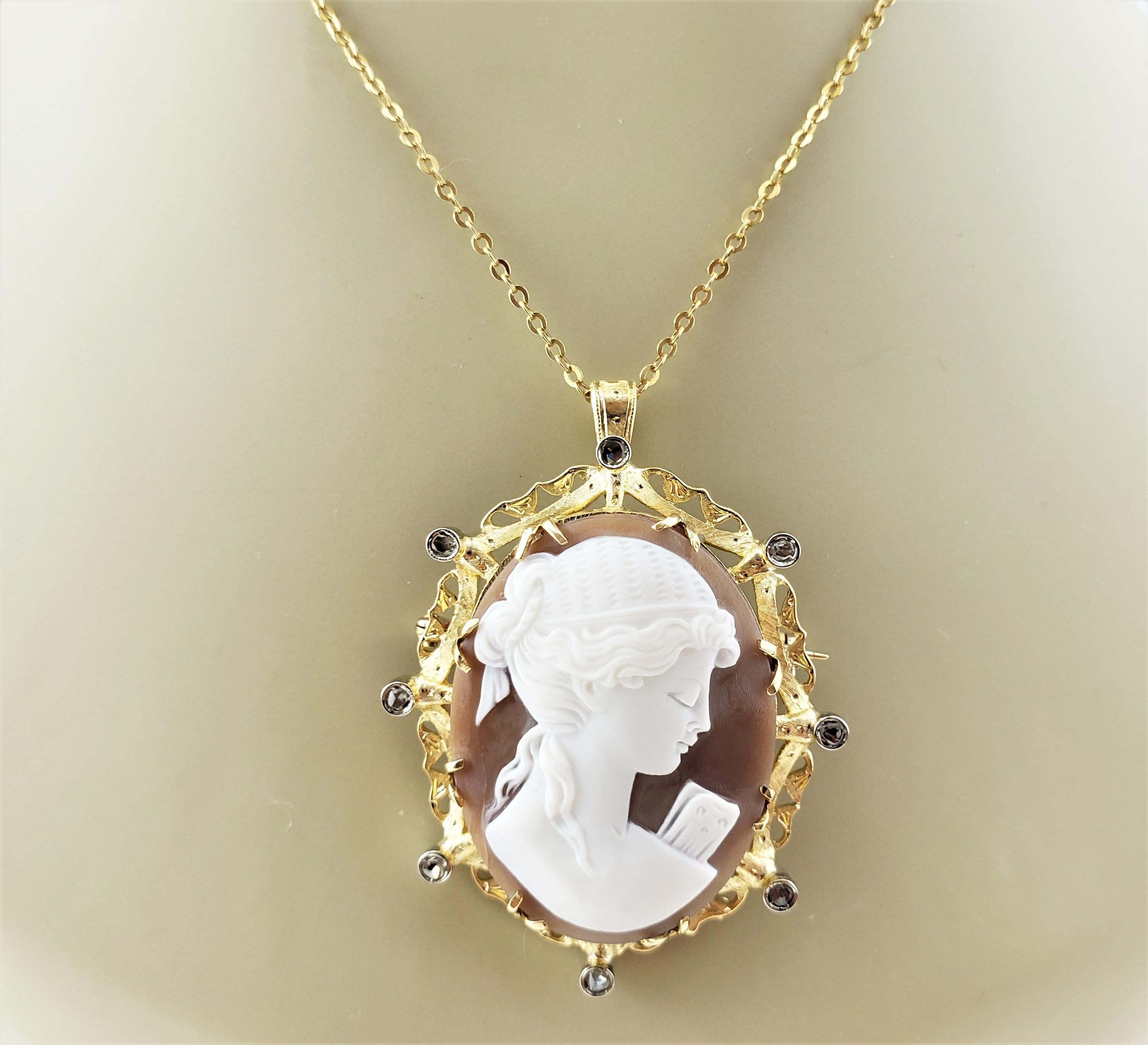Vintage 18 Karat Yellow Gold and Diamond Cameo Brooch or Pendant For Sale 4
