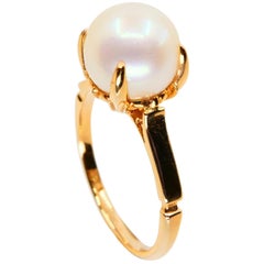 Vintage 18 Karat Yellow Gold and Pearl Cocktail Ring