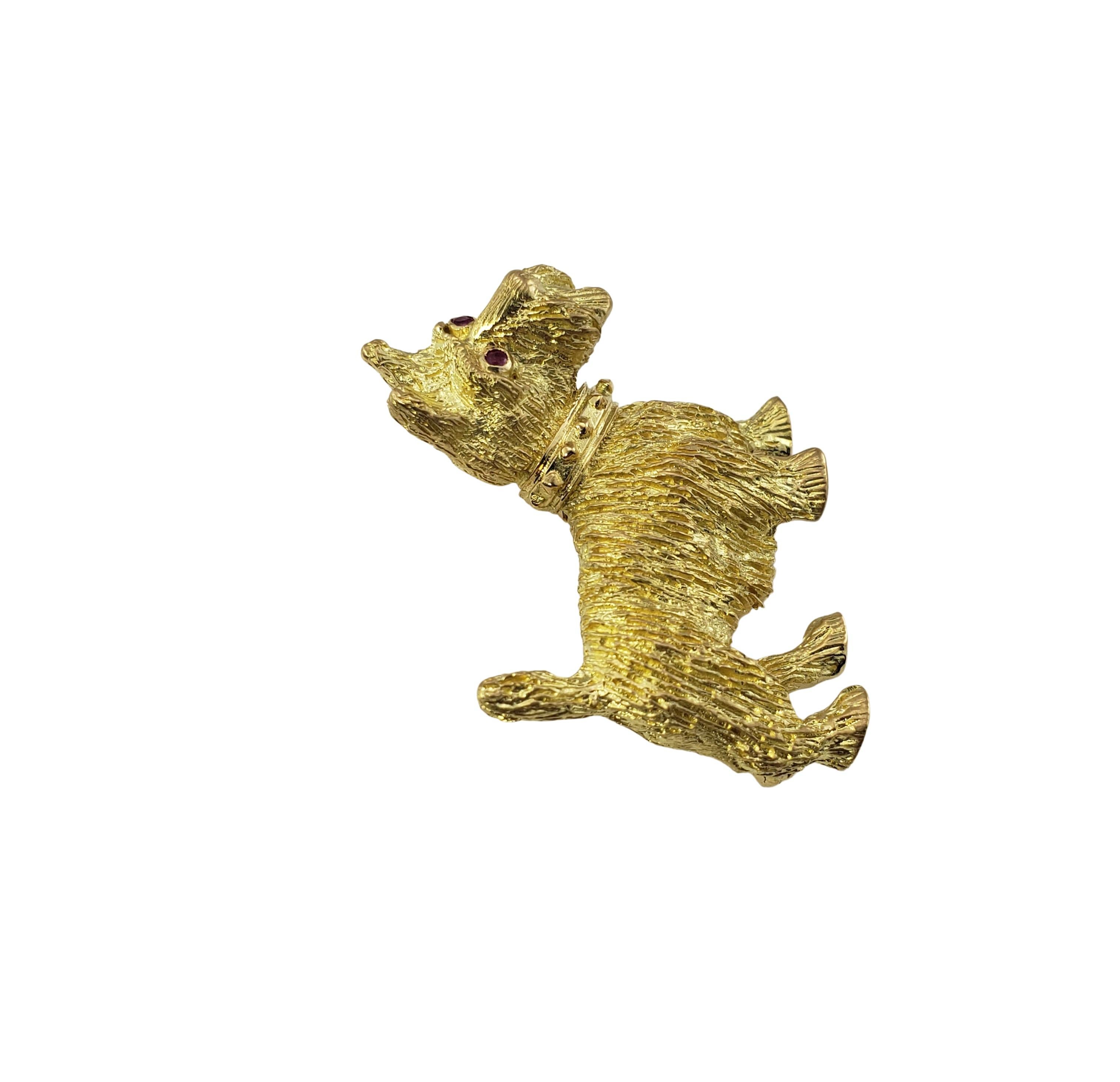 18 Karat Yellow Gold and Ruby Scottish Terrier Brooch/Pin In Good Condition In Washington Depot, CT