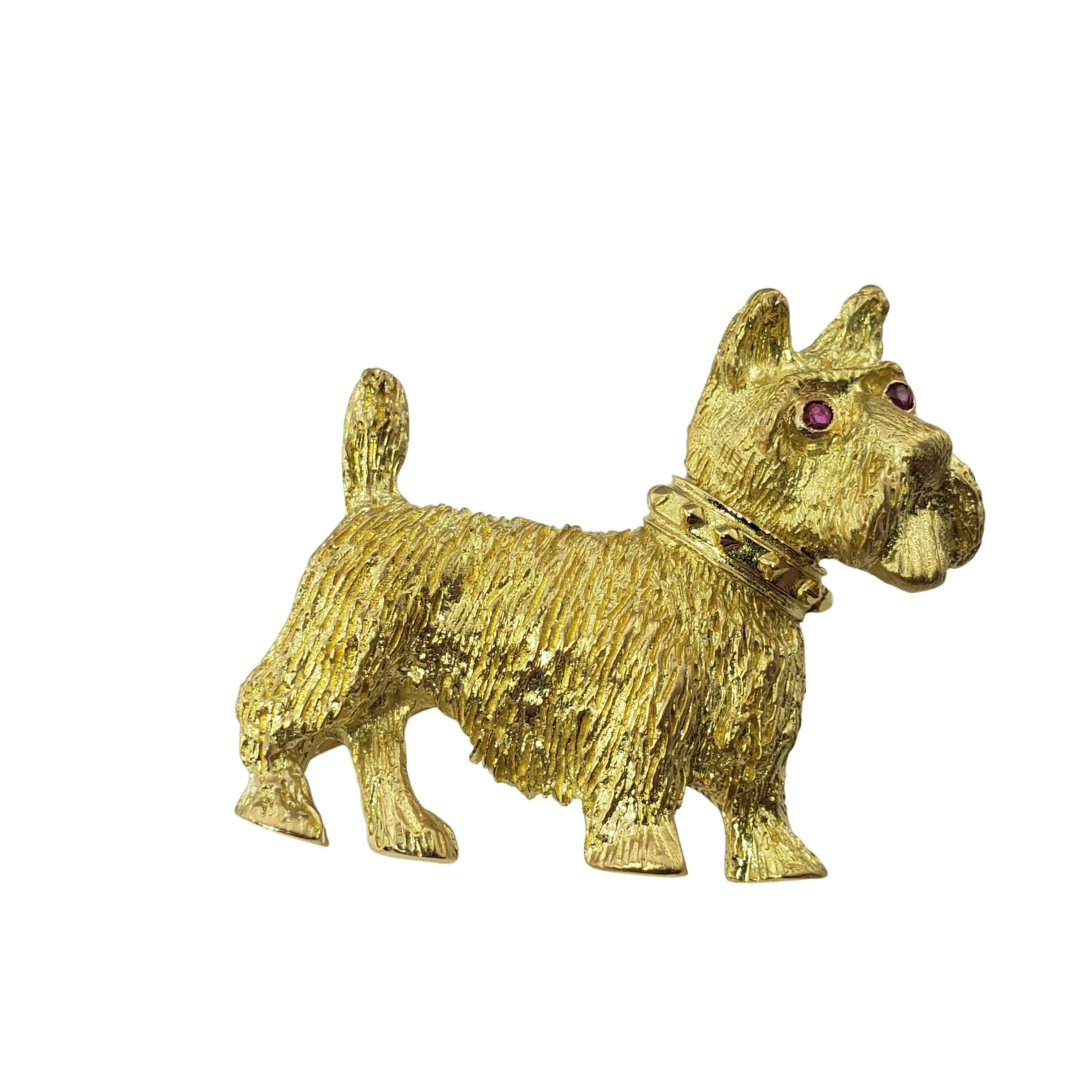 18 Karat Yellow Gold and Ruby Scottish Terrier Brooch/Pin 2