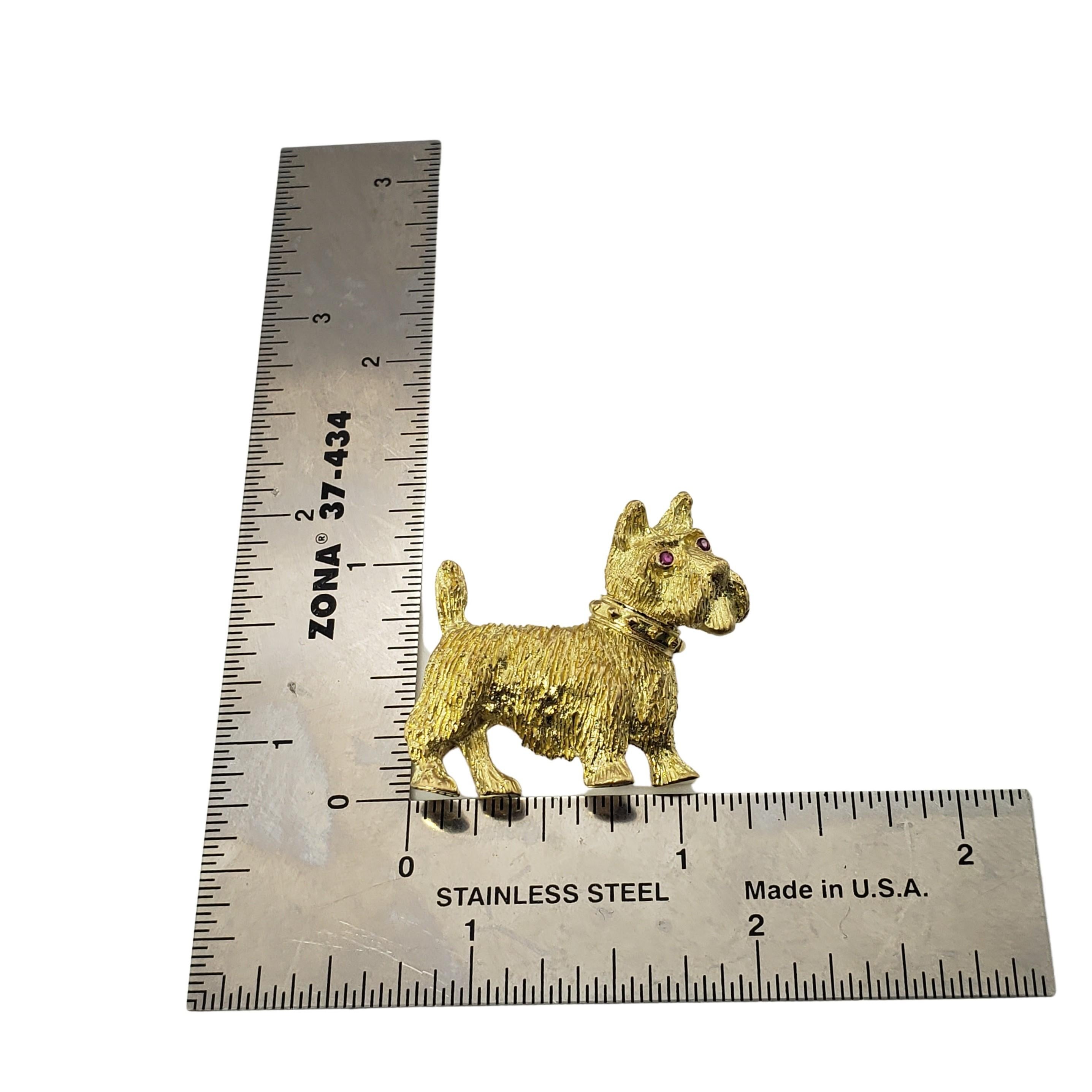 18 Karat Yellow Gold and Ruby Scottish Terrier Brooch/Pin 3