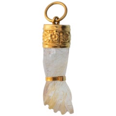 Vintage 18 Karat Yellow Gold and Rutilated Quartz Figa Charm