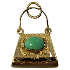 18 Karat Yellow Gold and Turquoise Purse Charm