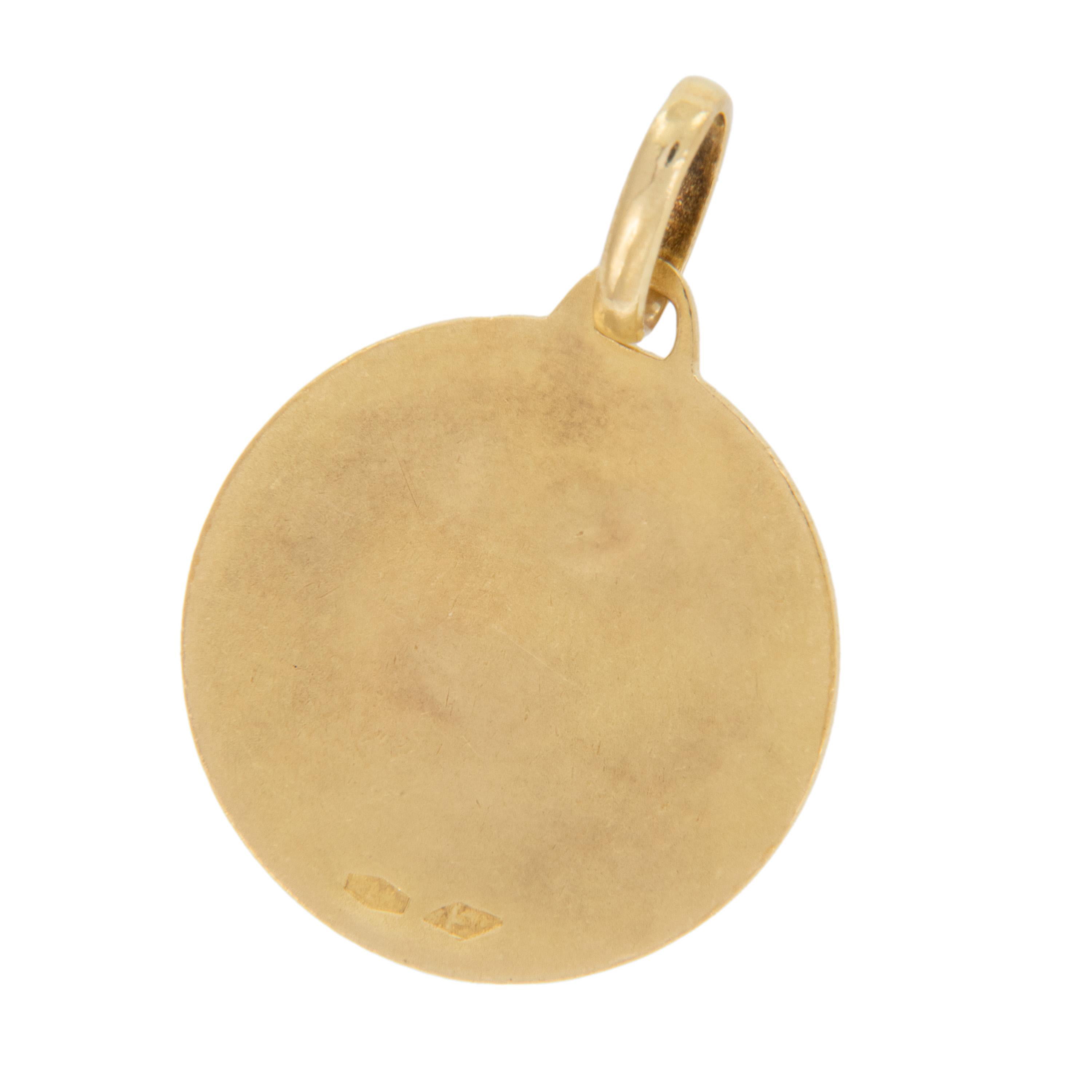 Women's or Men's Vintage 18 Karat Yellow Gold Ava Maria Medal  For Sale