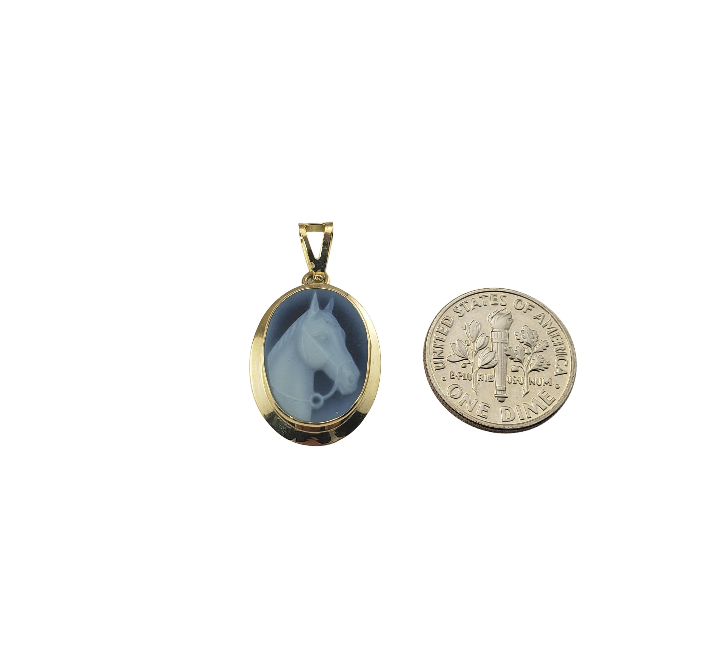 18 Karat Gelbgold Blauer Achat Pferd-Anhänger 2