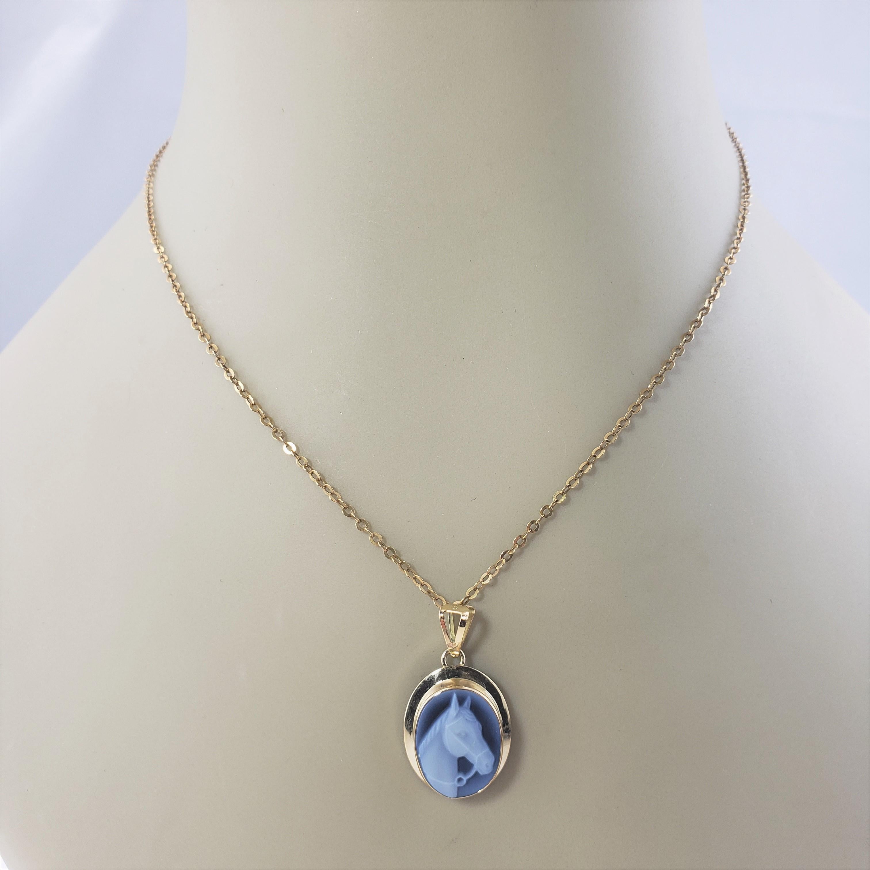 18 Karat Gelbgold Blauer Achat Pferd-Anhänger 3