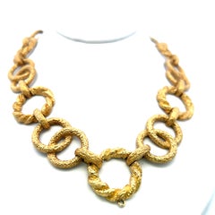 Vintage 18 Karat Yellow Gold Bold Textured Link Necklace 171.3 Grams