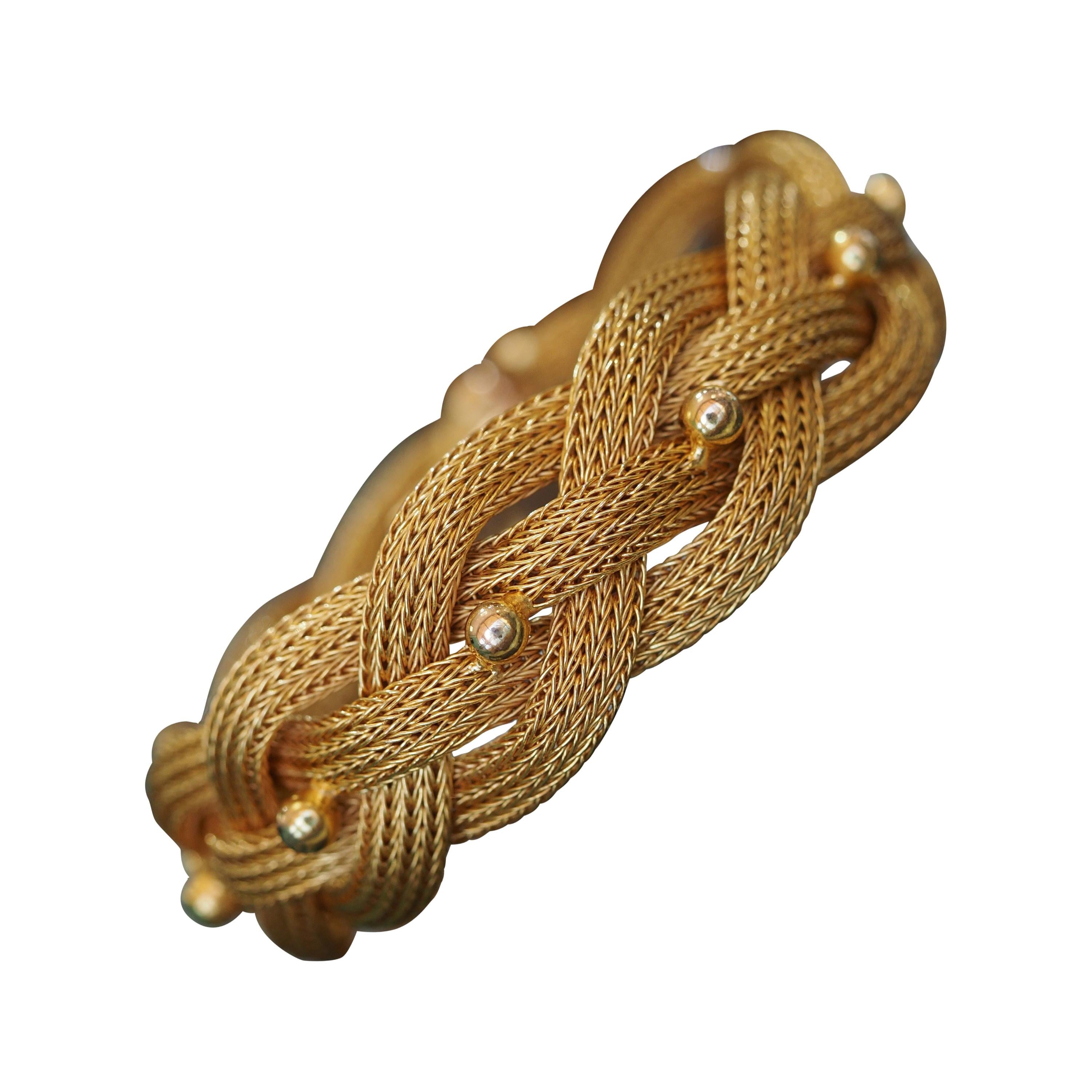 Vintage 18 Karat Yellow Gold Braided Mesh Bracelet