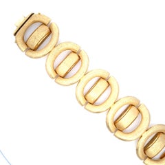 Vintage 18 Karat Yellow Gold Brushed Finish Link Bracelet