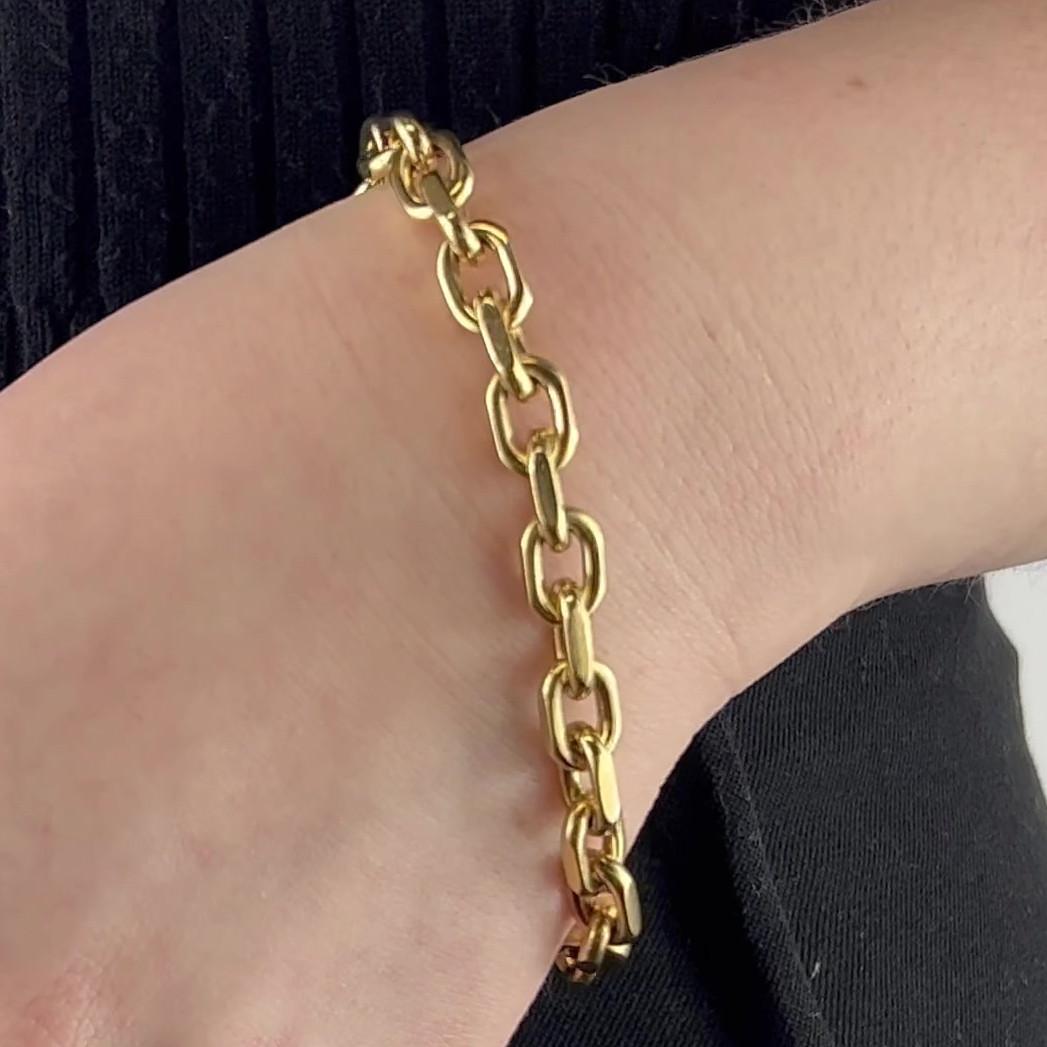 Vintage 18 Karat Yellow Gold Cable Chain Bracelet In Excellent Condition In Beverly Hills, CA