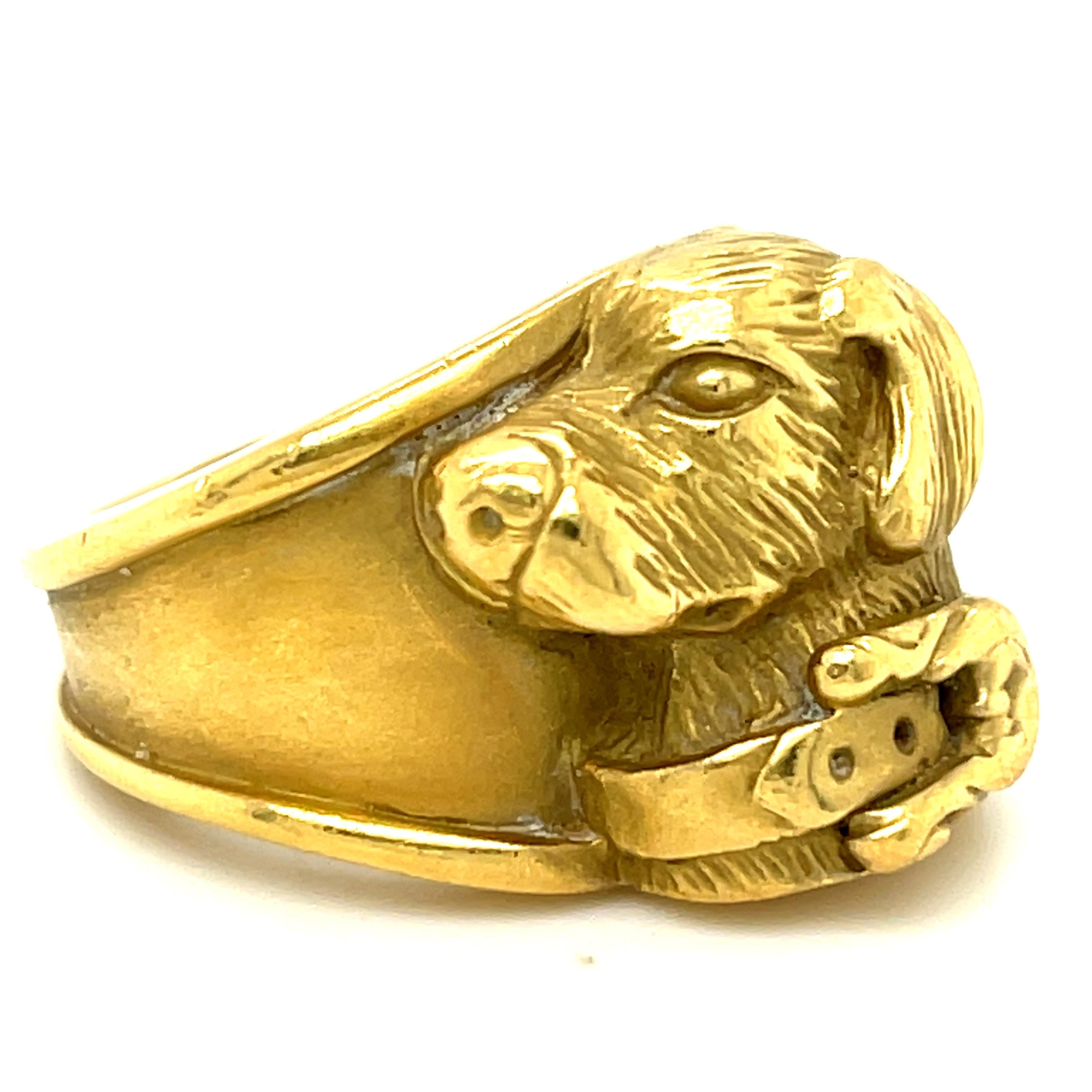 Modern Vintage 18 Karat Yellow Gold Canine Ring by Keiselstein-Cord
