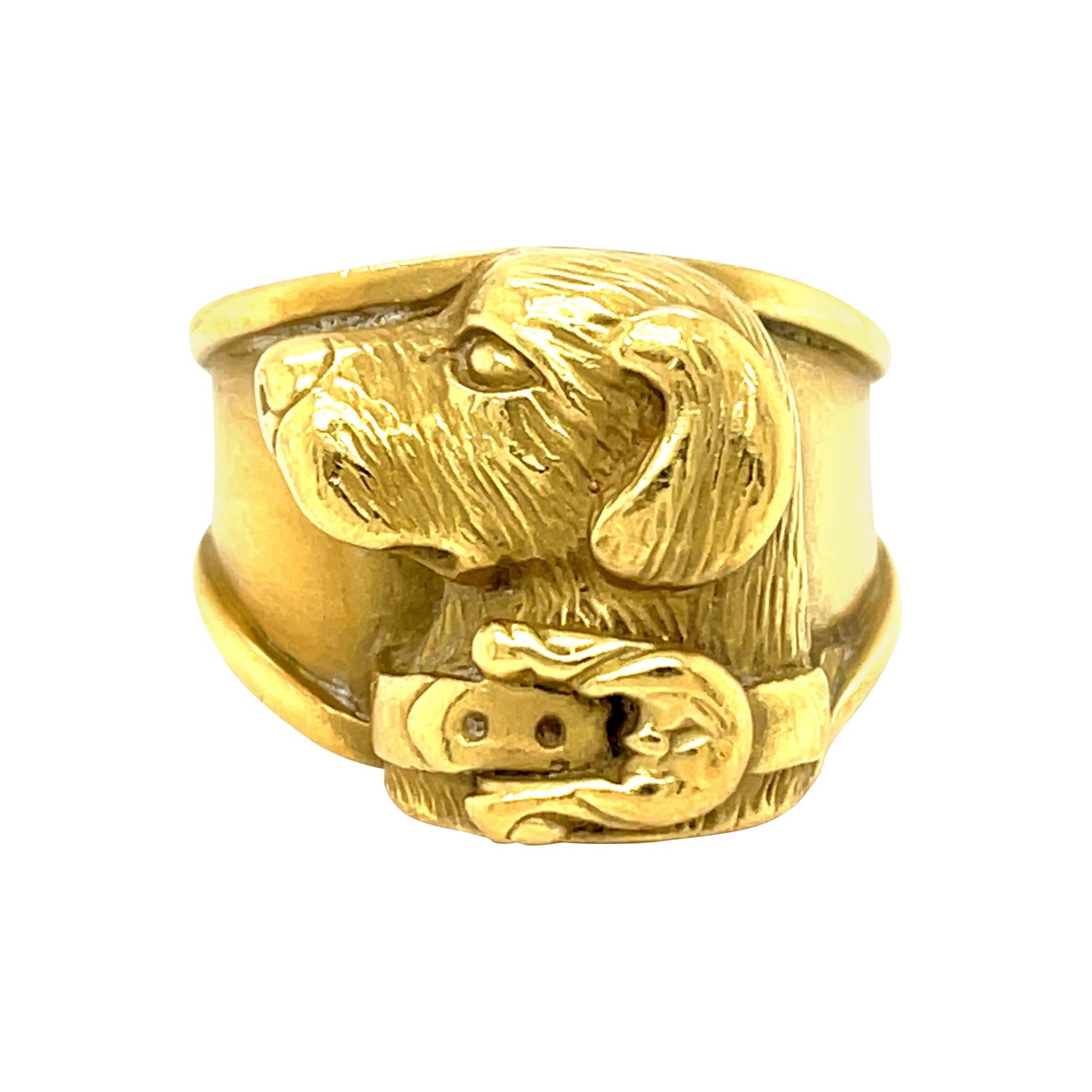 Vintage 18 Karat Yellow Gold Canine Ring by Keiselstein-Cord