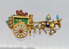 Vintage 18 Karat Yellow Gold “Carriage ” Pin-Italy