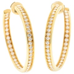 Vintage 18 Karat Yellow Gold Cartier Diamond Inside Out Hoop Earrings