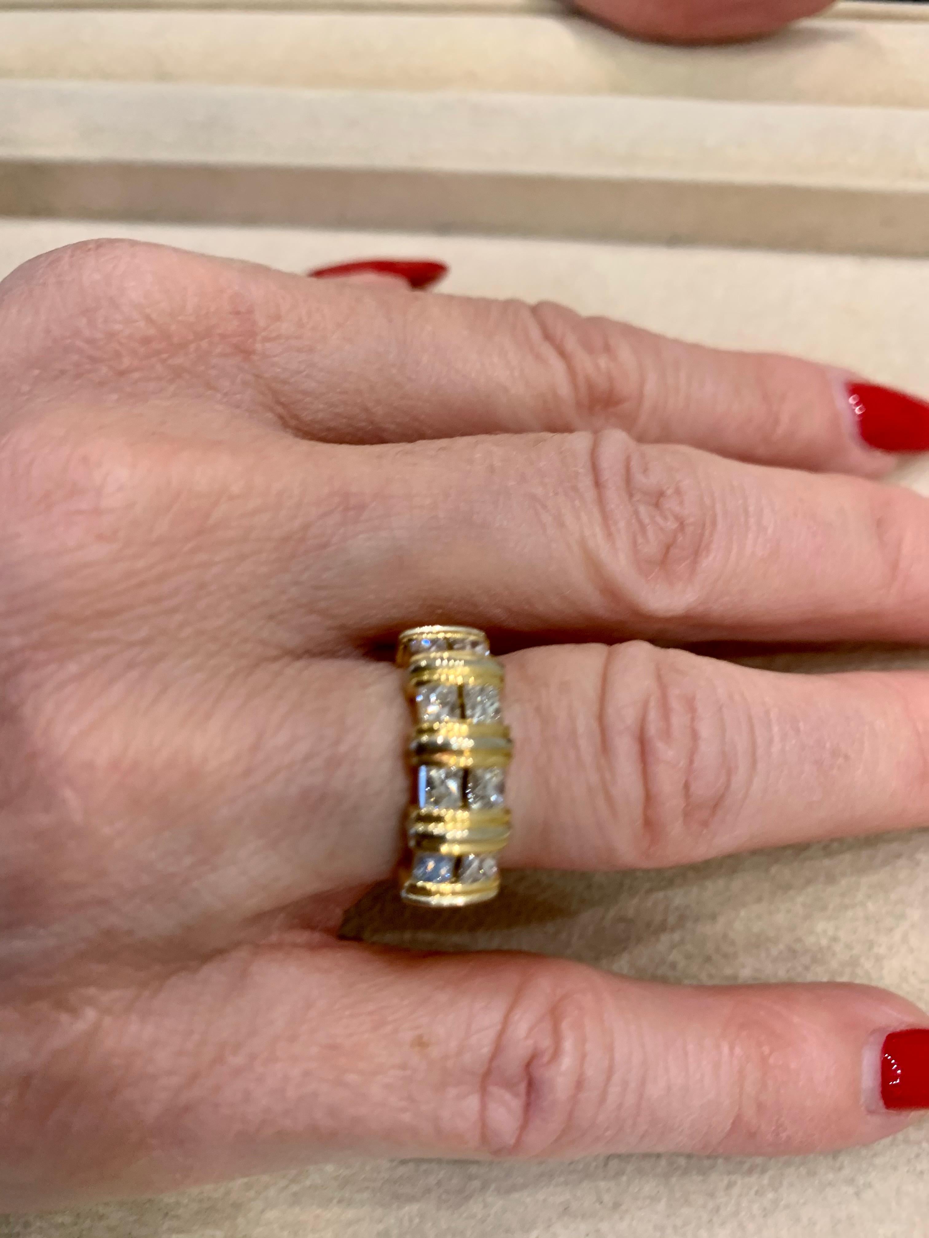 Vintage 18 Karat Yellow Gold Cartier Ring with Princess Cut Diamonds 2