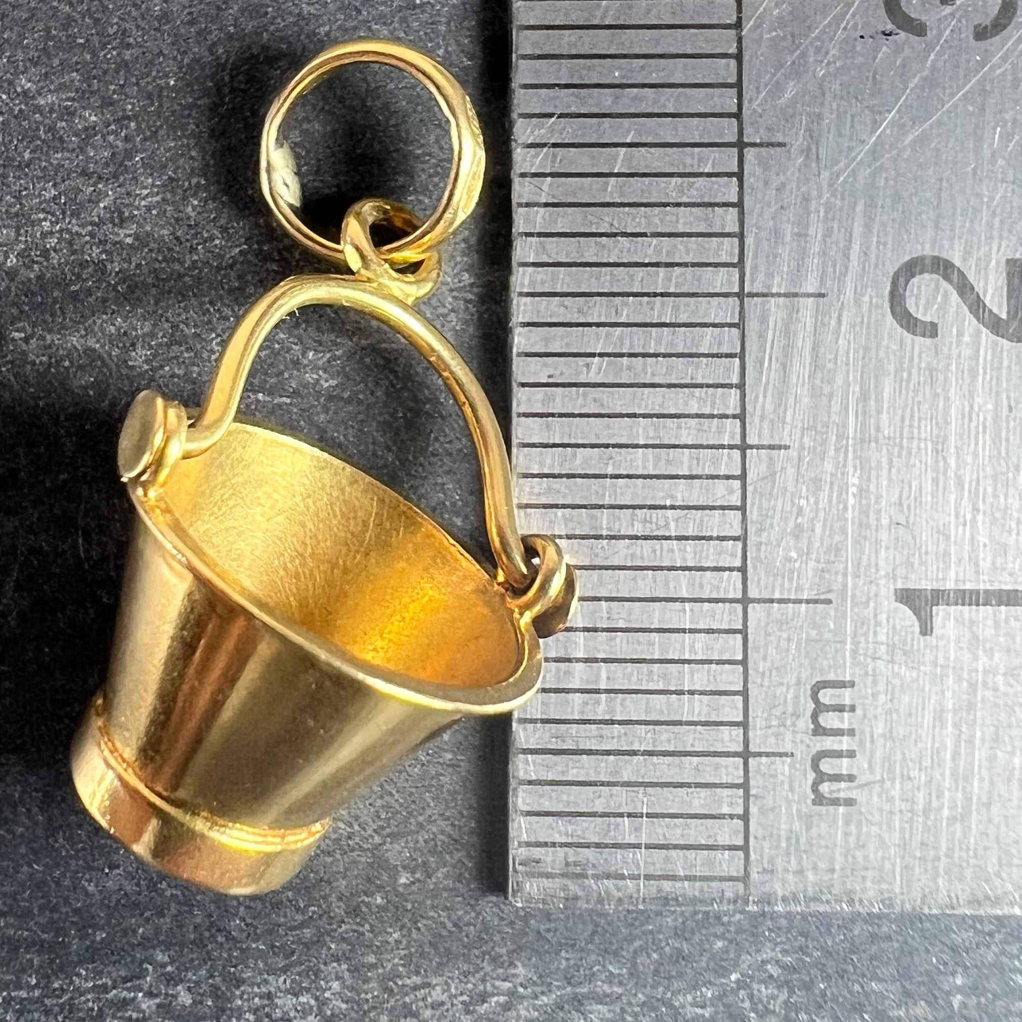 Vintage 18 Karat Yellow Gold Champagne Bucket Charm Pendant For Sale 6