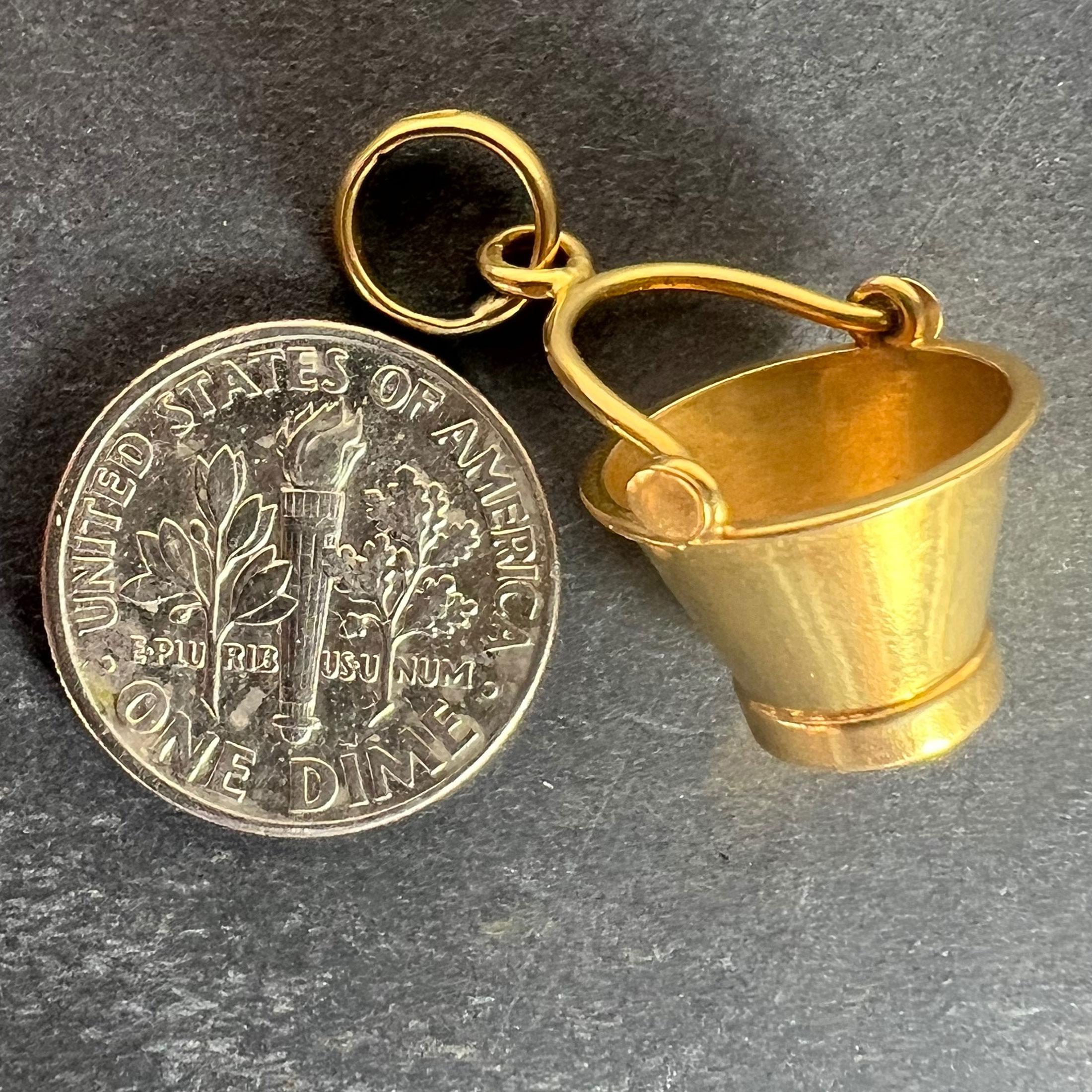 Vintage 18 Karat Yellow Gold Champagne Bucket Charm Pendant For Sale 7
