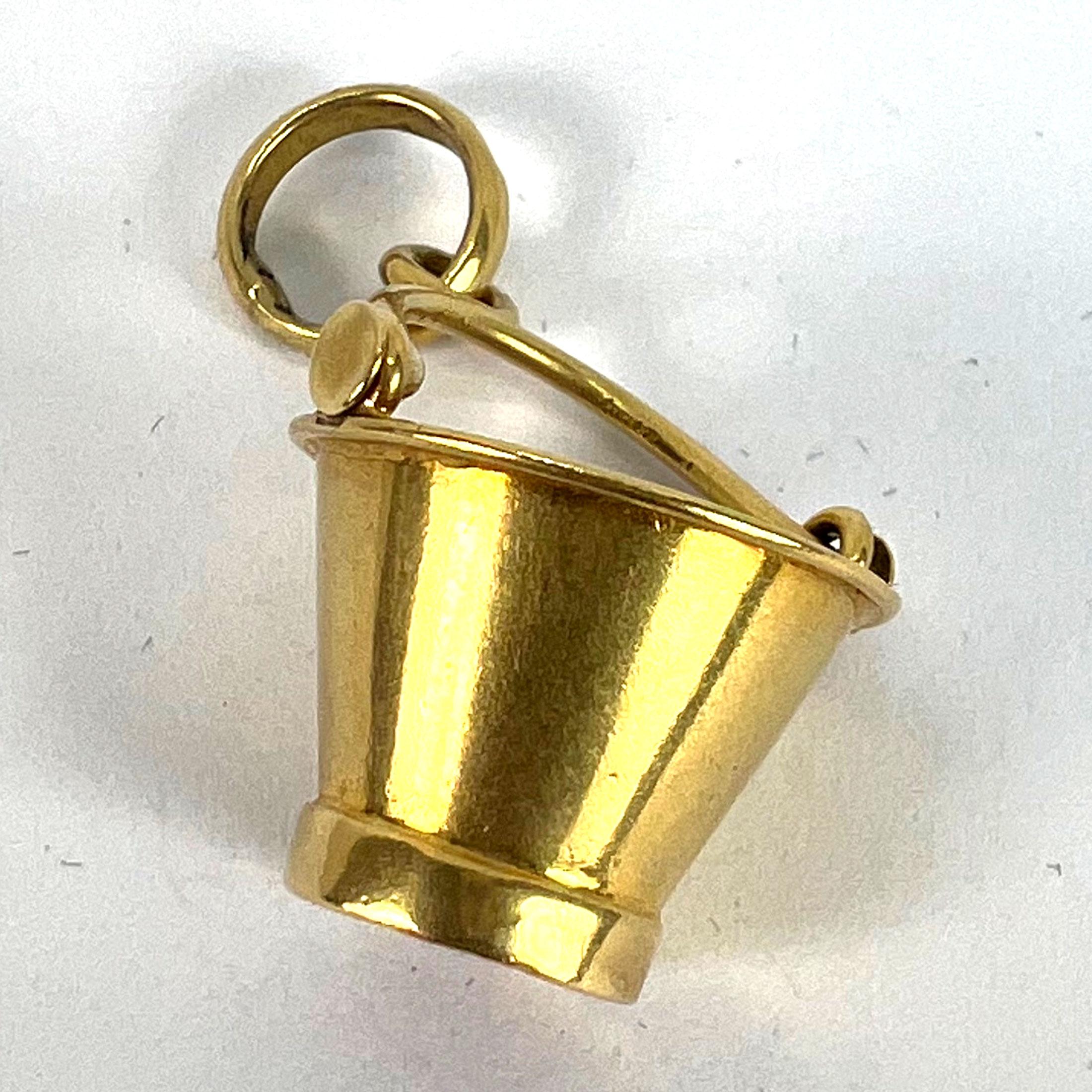 Vintage 18 Karat Yellow Gold Champagne Bucket Charm Pendant For Sale 9