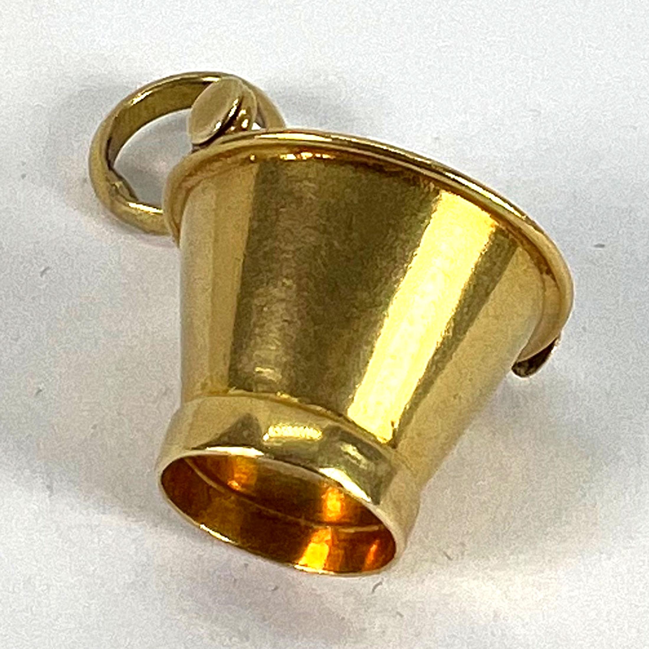 Vintage 18 Karat Yellow Gold Champagne Bucket Charm Pendant For Sale 10