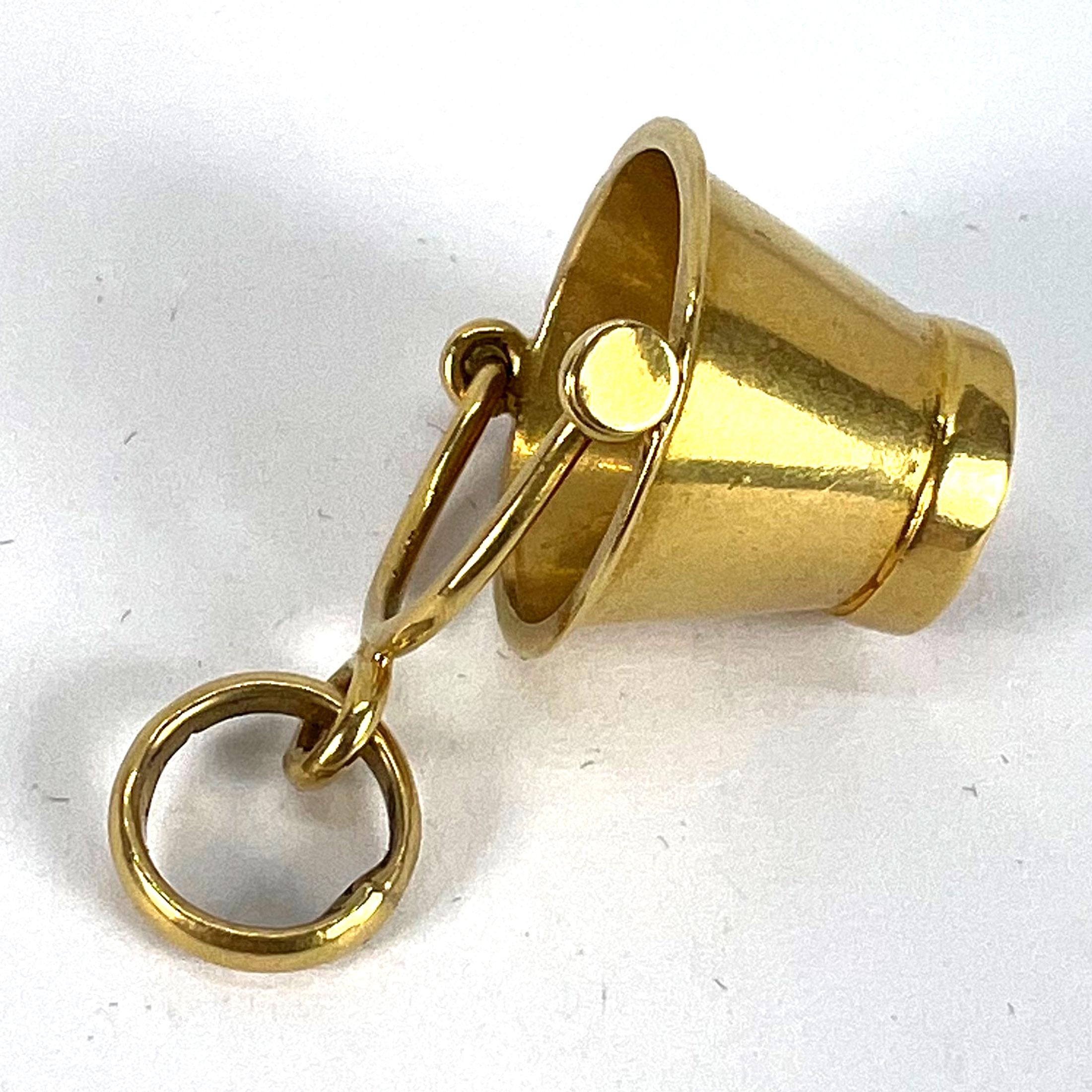 Vintage 18 Karat Yellow Gold Champagne Bucket Charm Pendant For Sale 11