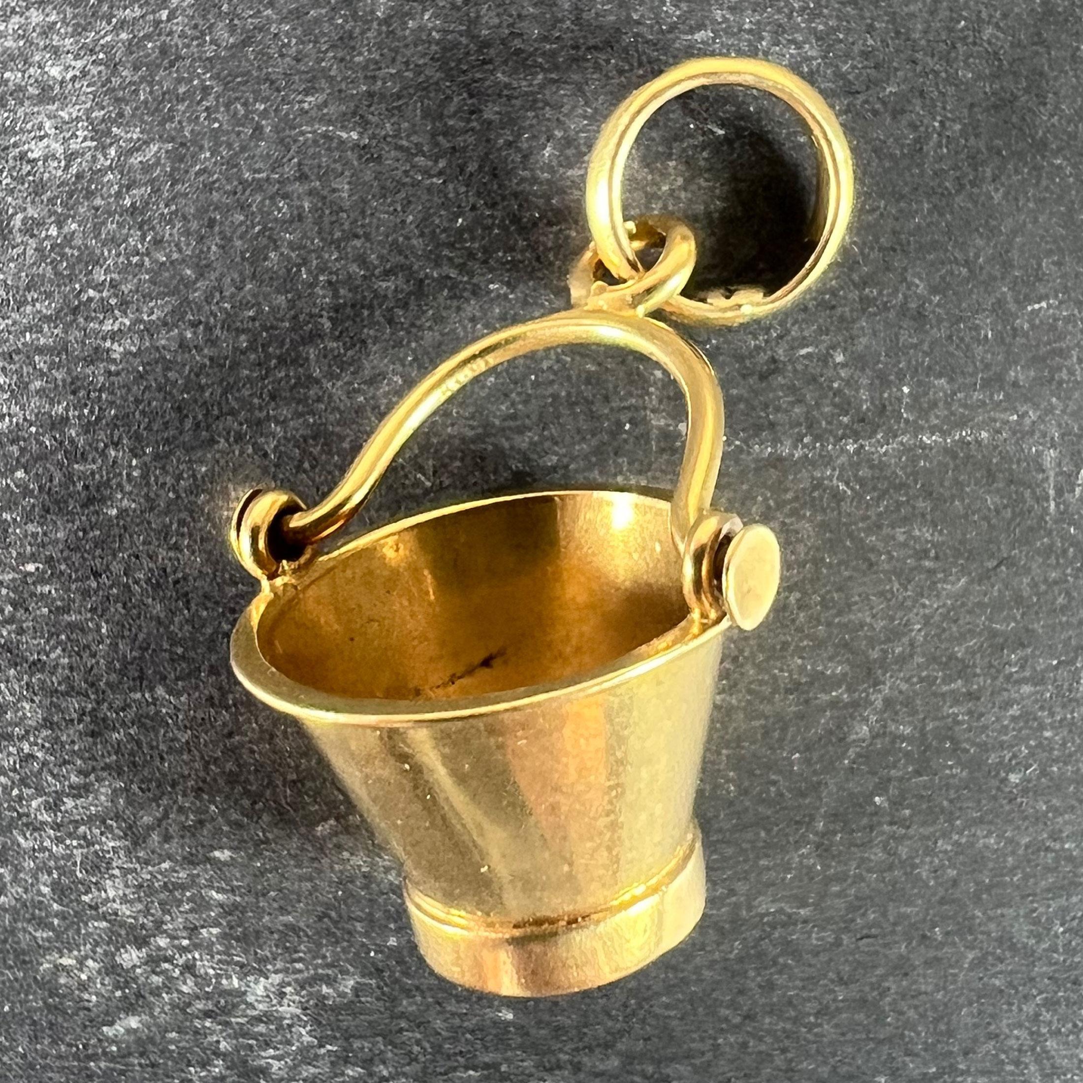 Women's or Men's Vintage 18 Karat Yellow Gold Champagne Bucket Charm Pendant For Sale