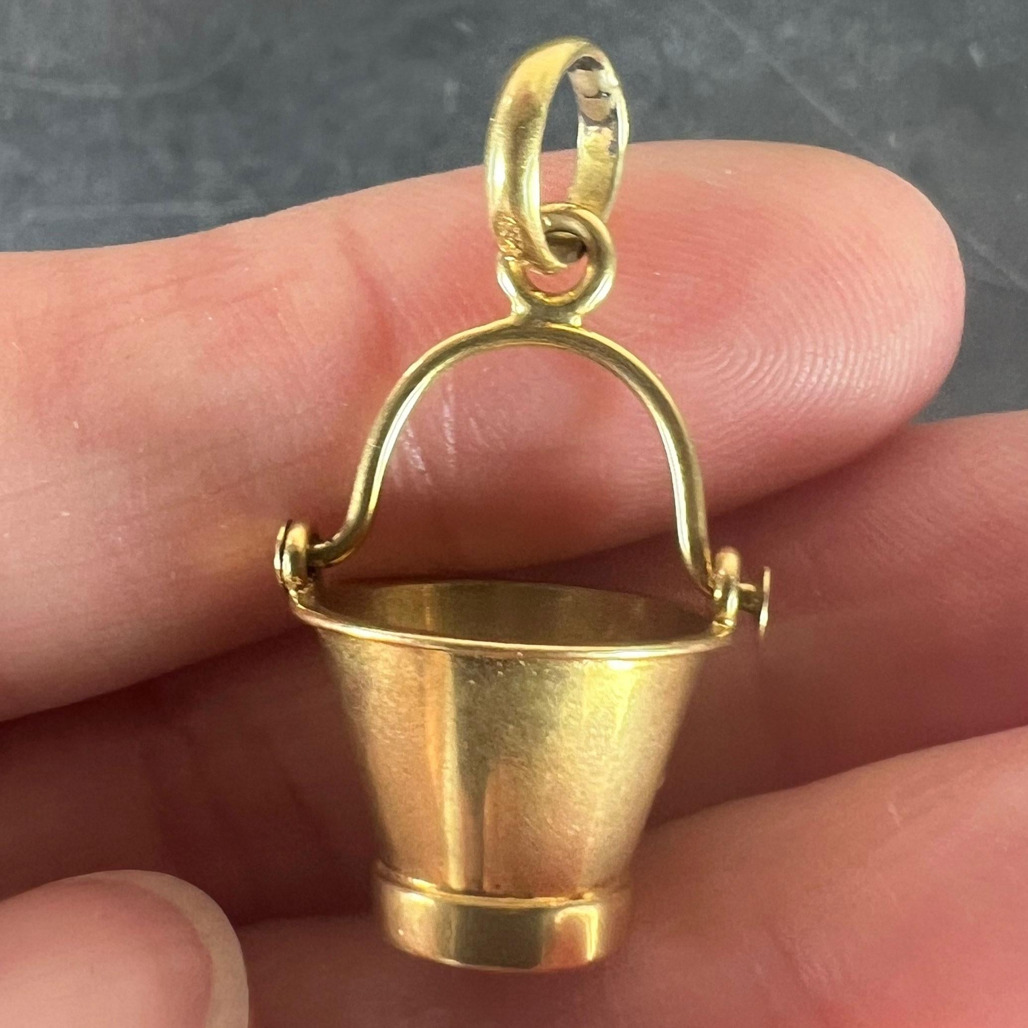 Vintage 18 Karat Yellow Gold Champagne Bucket Charm Pendant For Sale 5