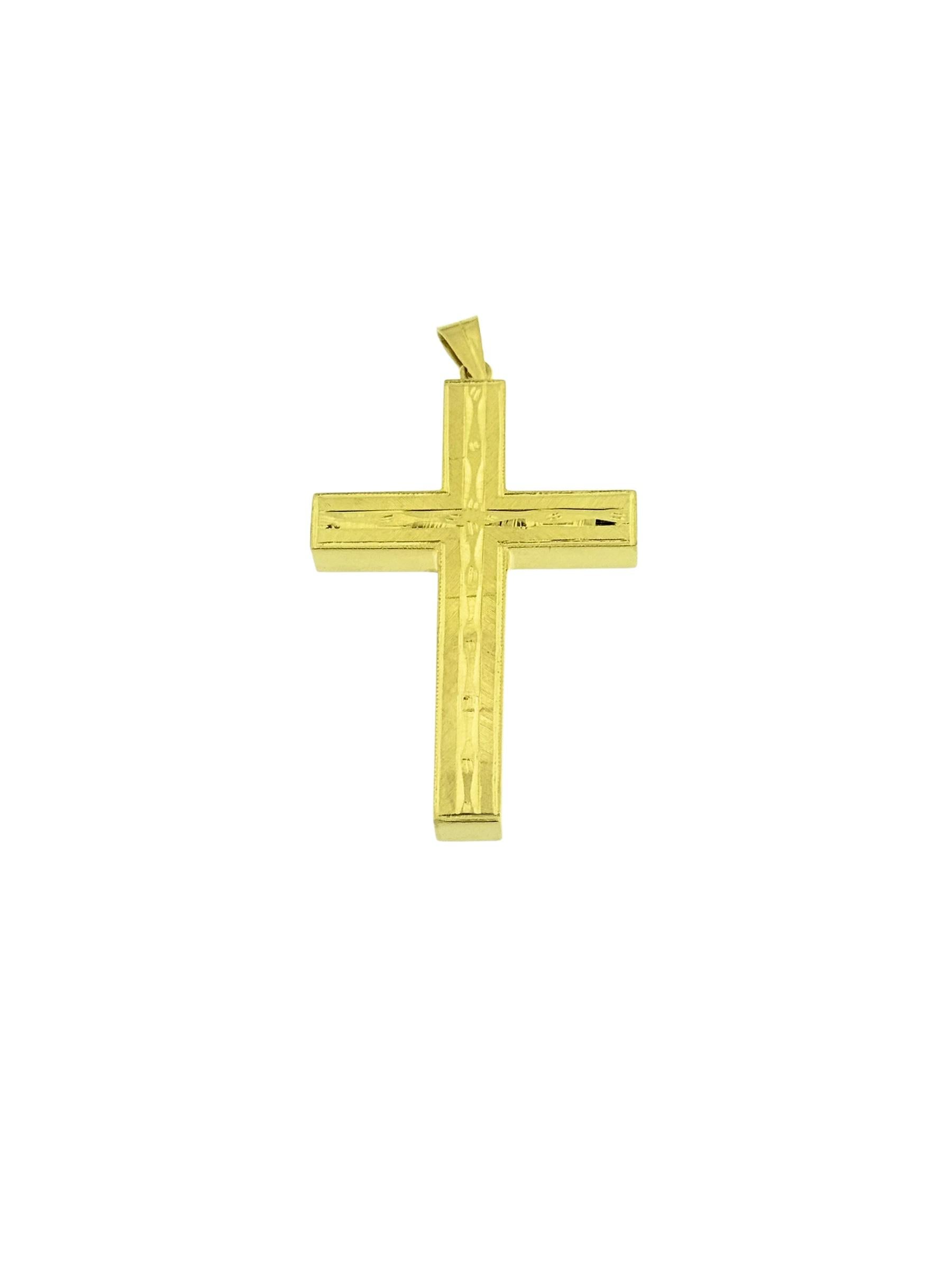 Croix vintage en or jaune 18 carats Unisexe en vente