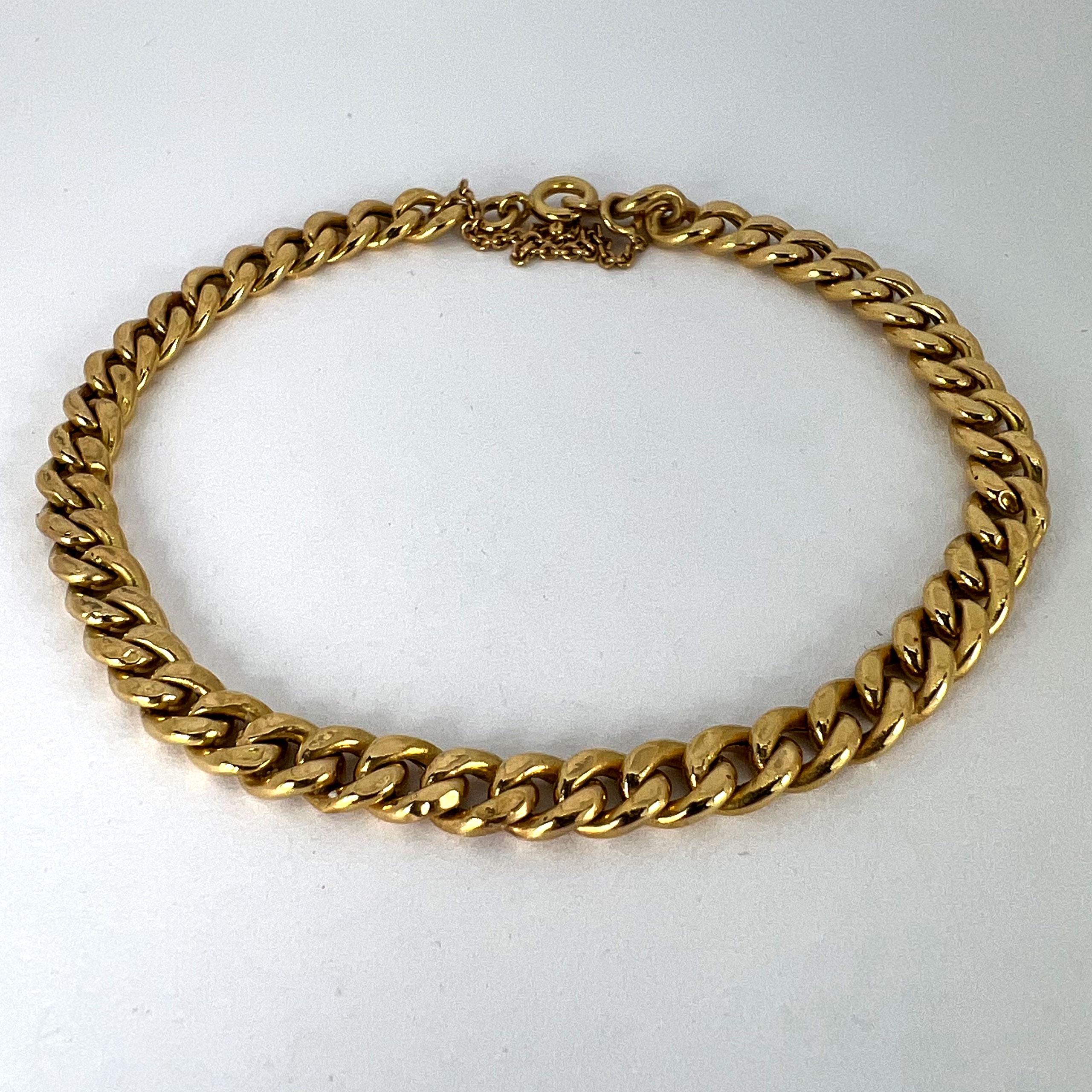 Vintage 18 Karat Yellow Gold Curb Link Chain Bracelet For Sale 7