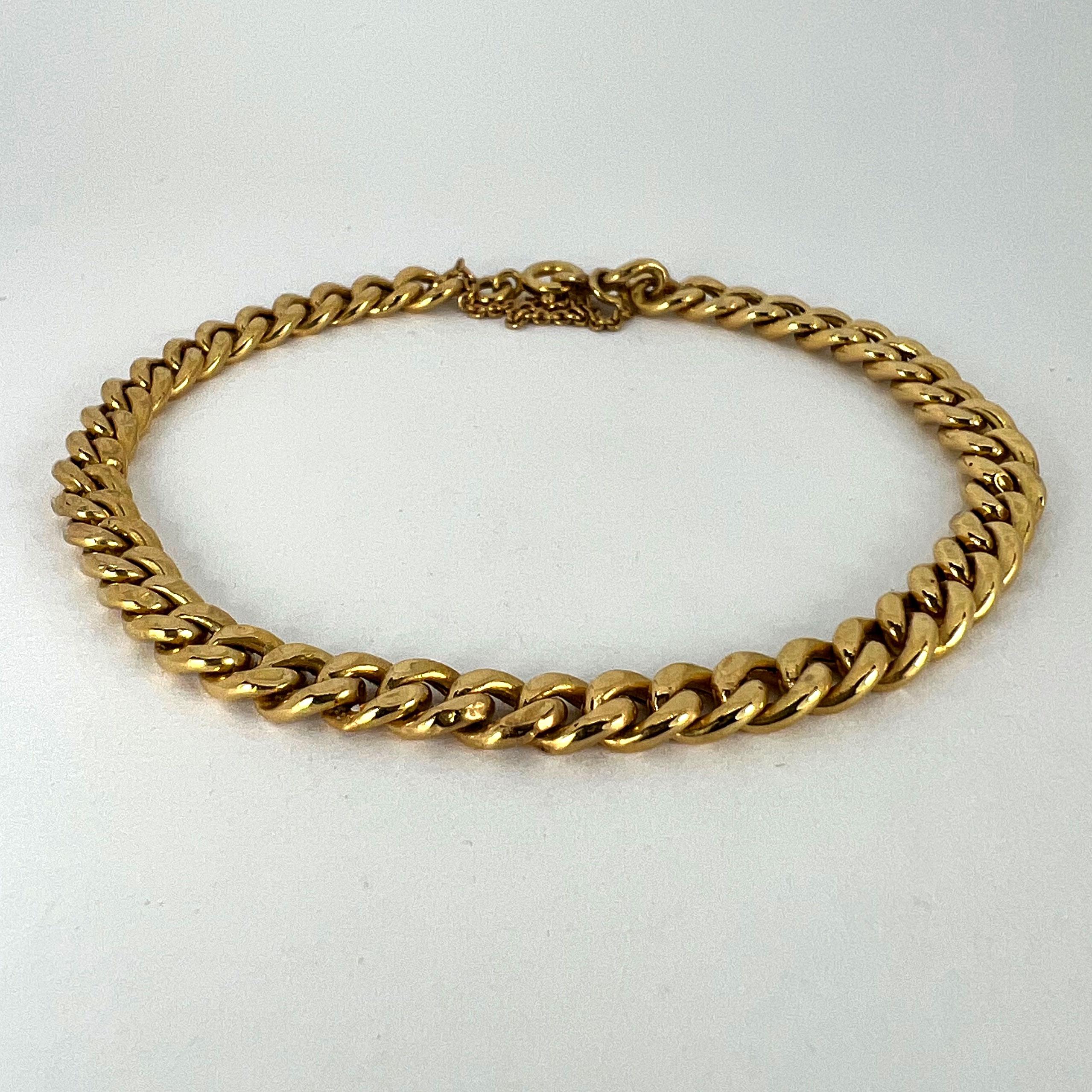 Vintage 18 Karat Yellow Gold Curb Link Chain Bracelet For Sale 8