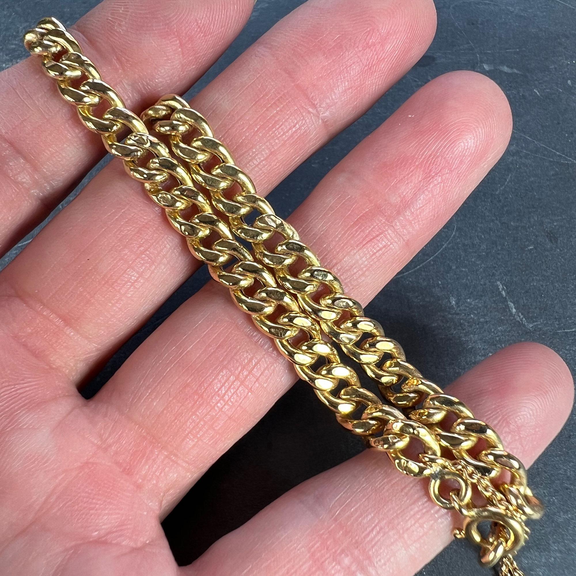 Vintage 18 Karat Yellow Gold Curb Link Chain Bracelet For Sale 3