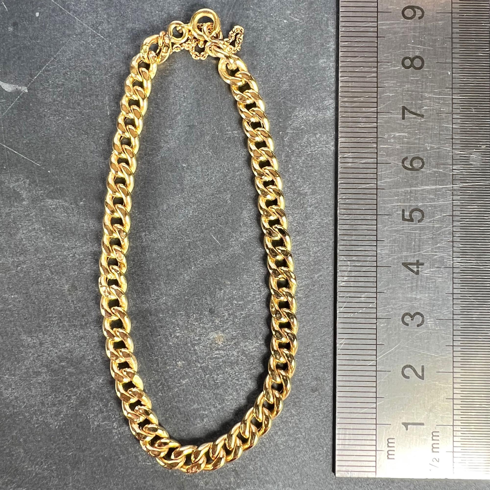 Vintage 18 Karat Yellow Gold Curb Link Chain Bracelet For Sale 4