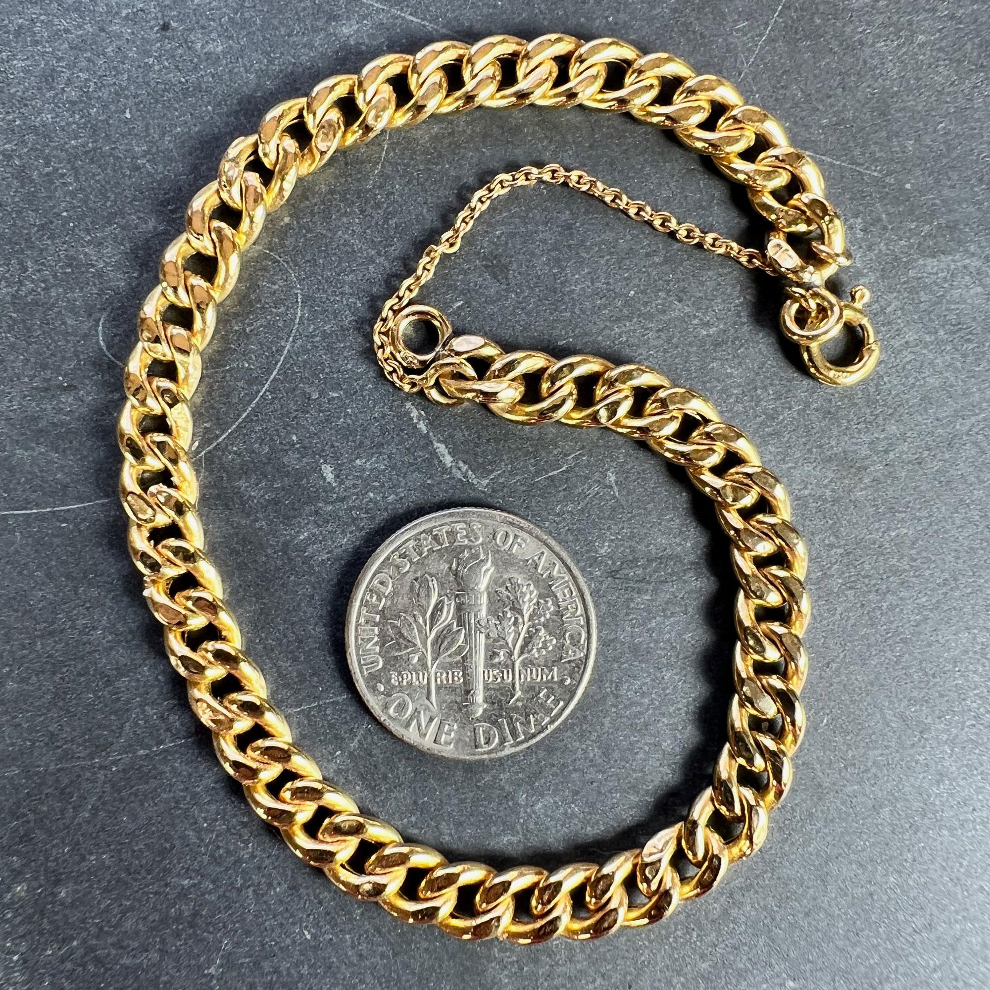 Vintage 18 Karat Yellow Gold Curb Link Chain Bracelet For Sale 5