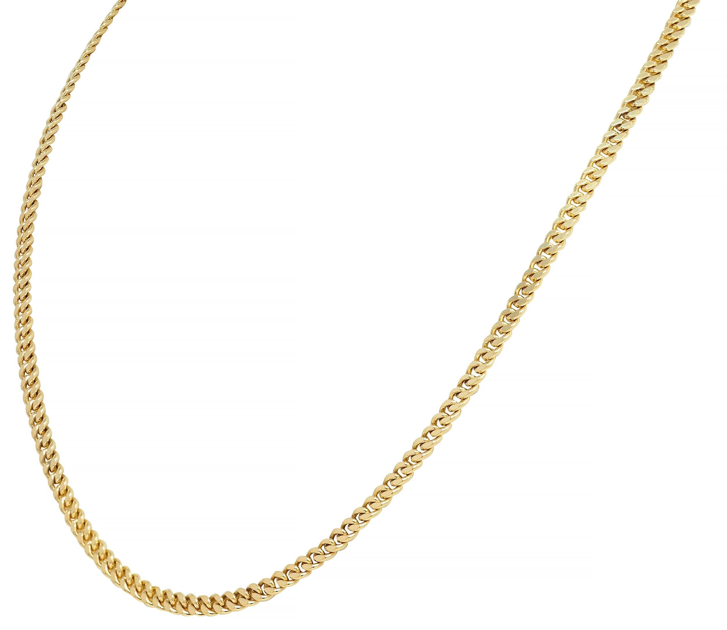 Vintage 18 Karat Yellow Gold Curb Link Chain Necklace For Sale 1