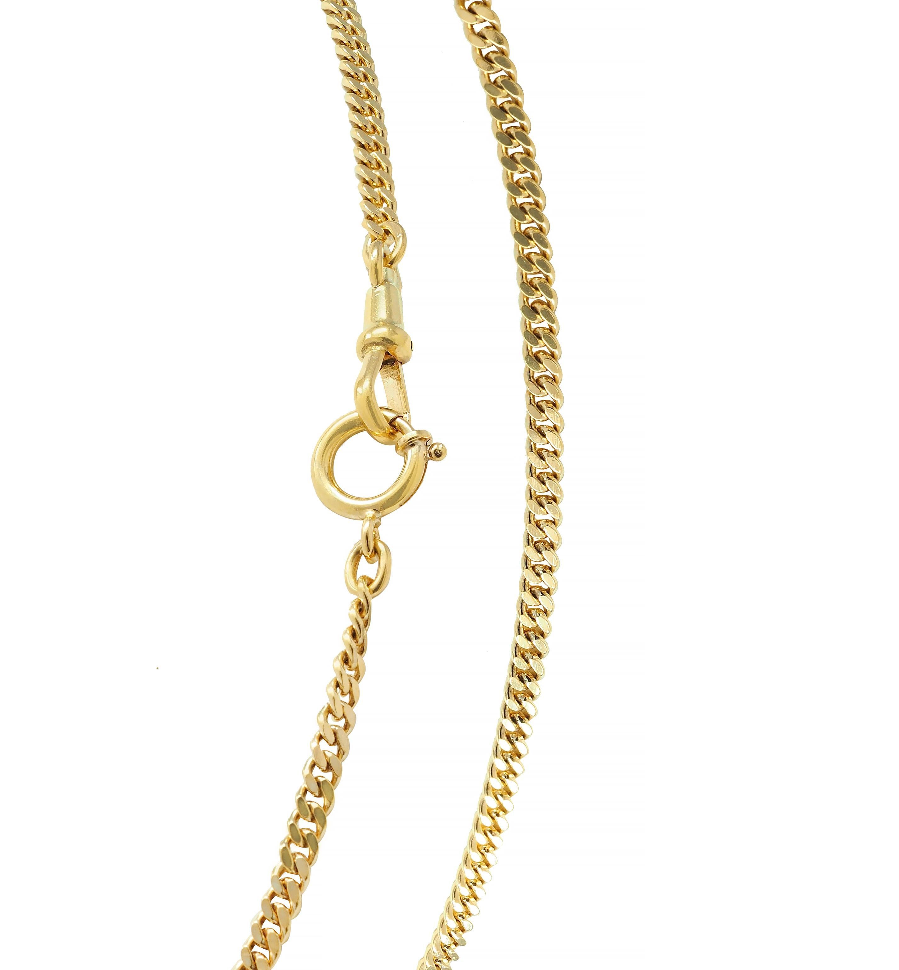 Vintage 18 Karat Yellow Gold Curb Link Chain Necklace For Sale 2