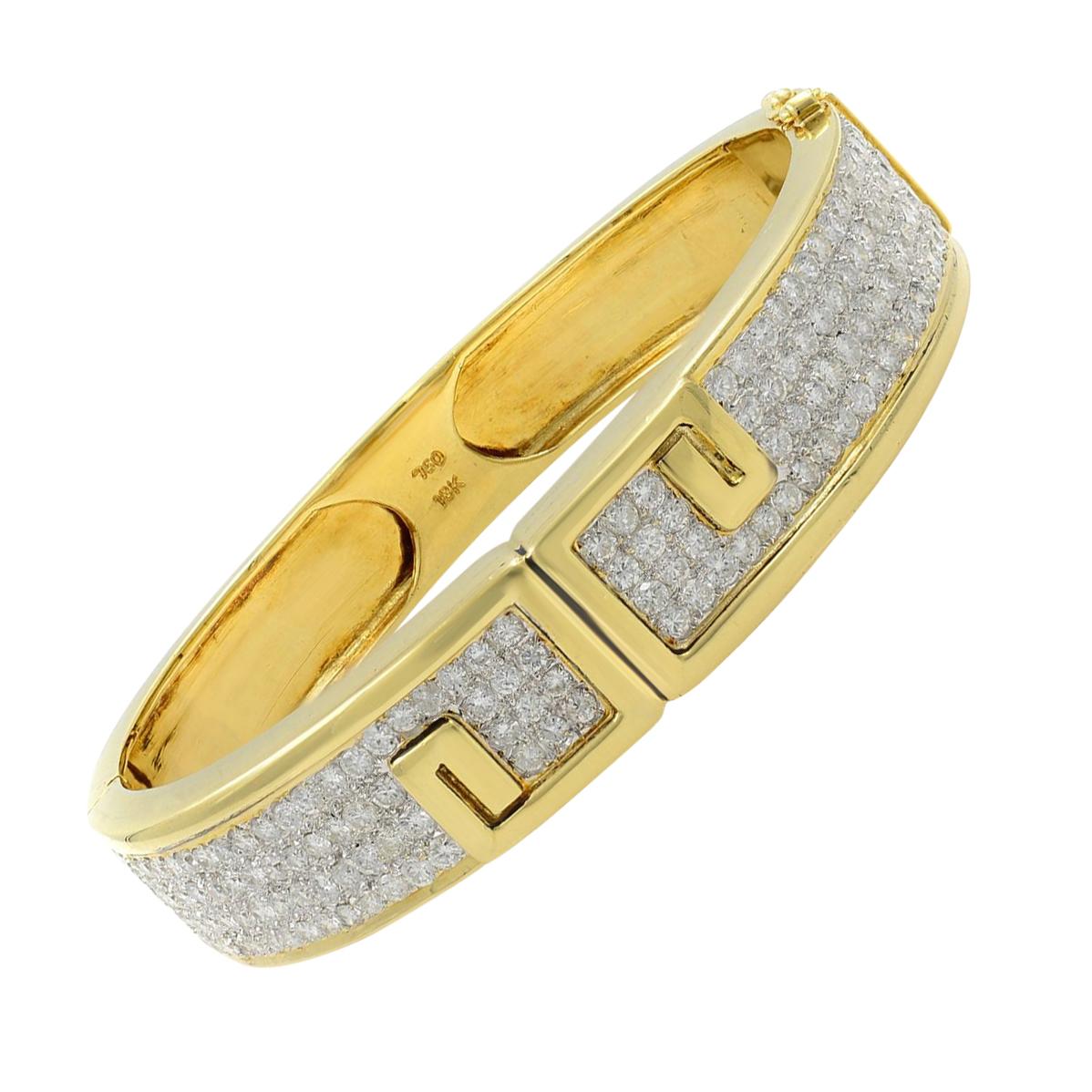 Vintage 18 Karat Yellow Gold Diamond Bangle Bracelet 6.00 Carat