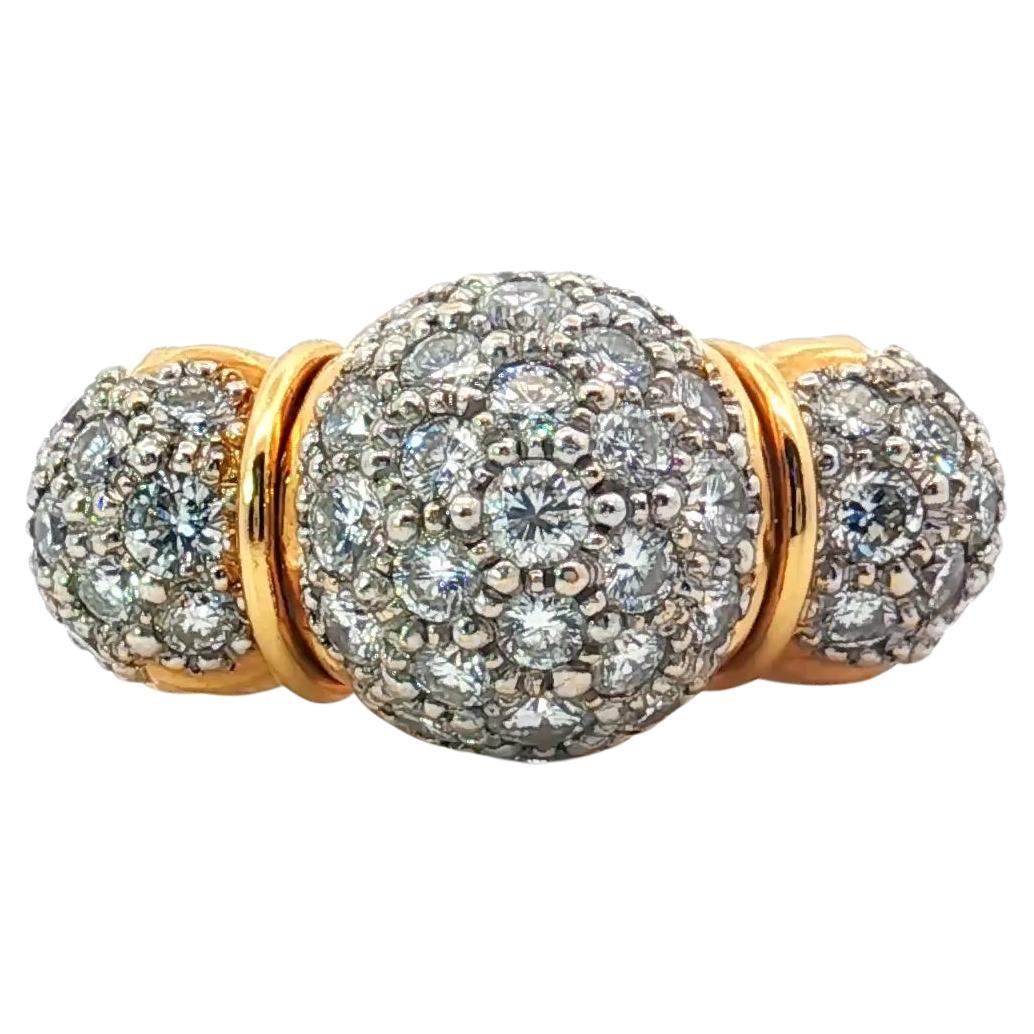 Vintage 18 Karat Yellow Gold Diamond Cluster Ring, Approximately 1.50 Carats