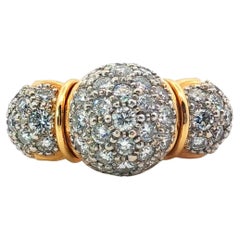 Vintage 18 Karat Yellow Gold Diamond Cluster Ring, Approximately 1.50 Carats
