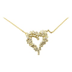 Vintage 18 Karat Yellow Gold Diamond Heart Pendant Necklace #4350